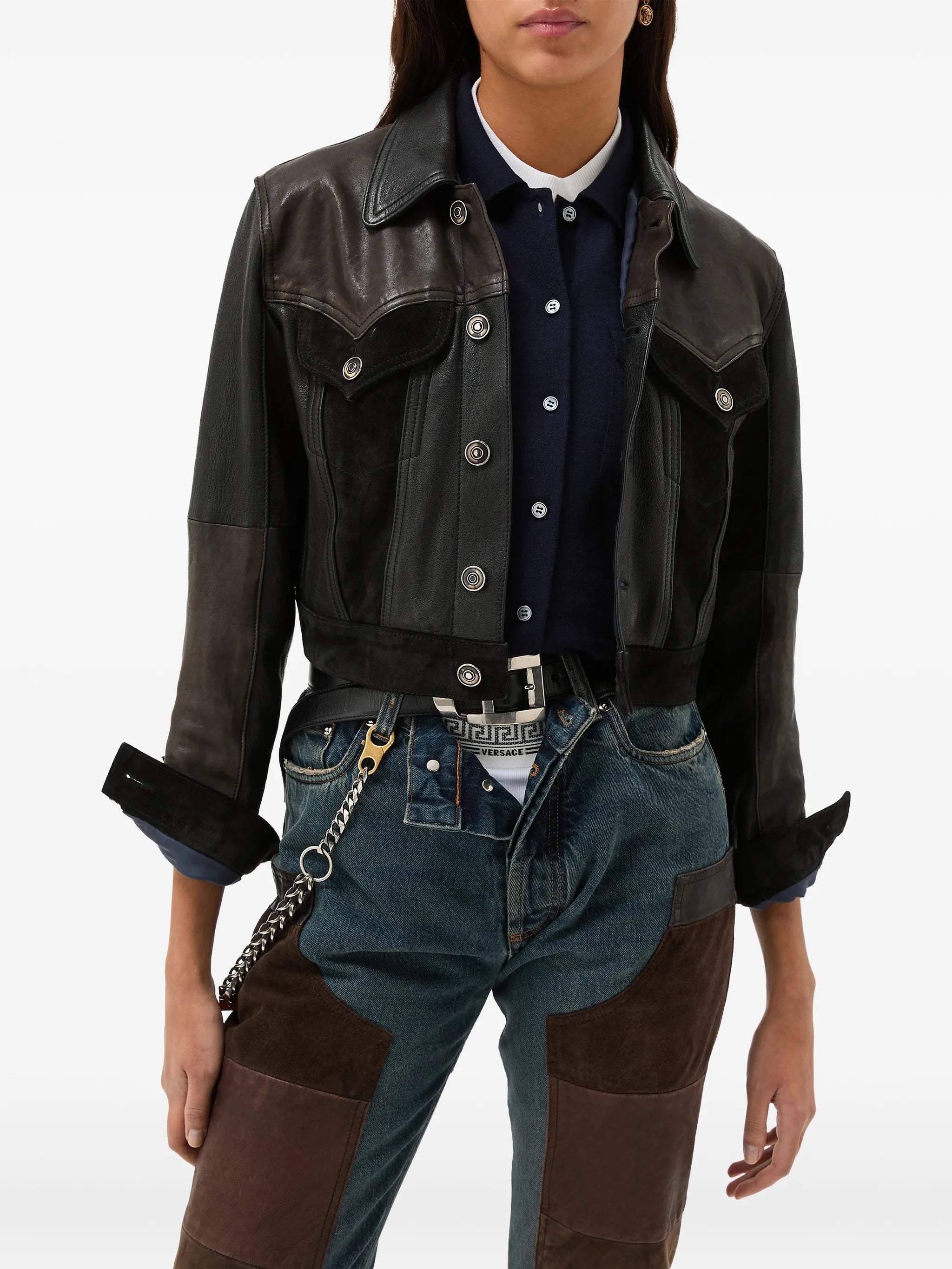 buttoned patch jacket