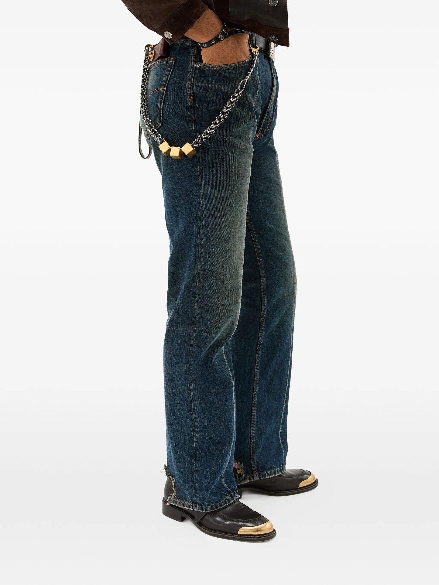 distressed straight jeans