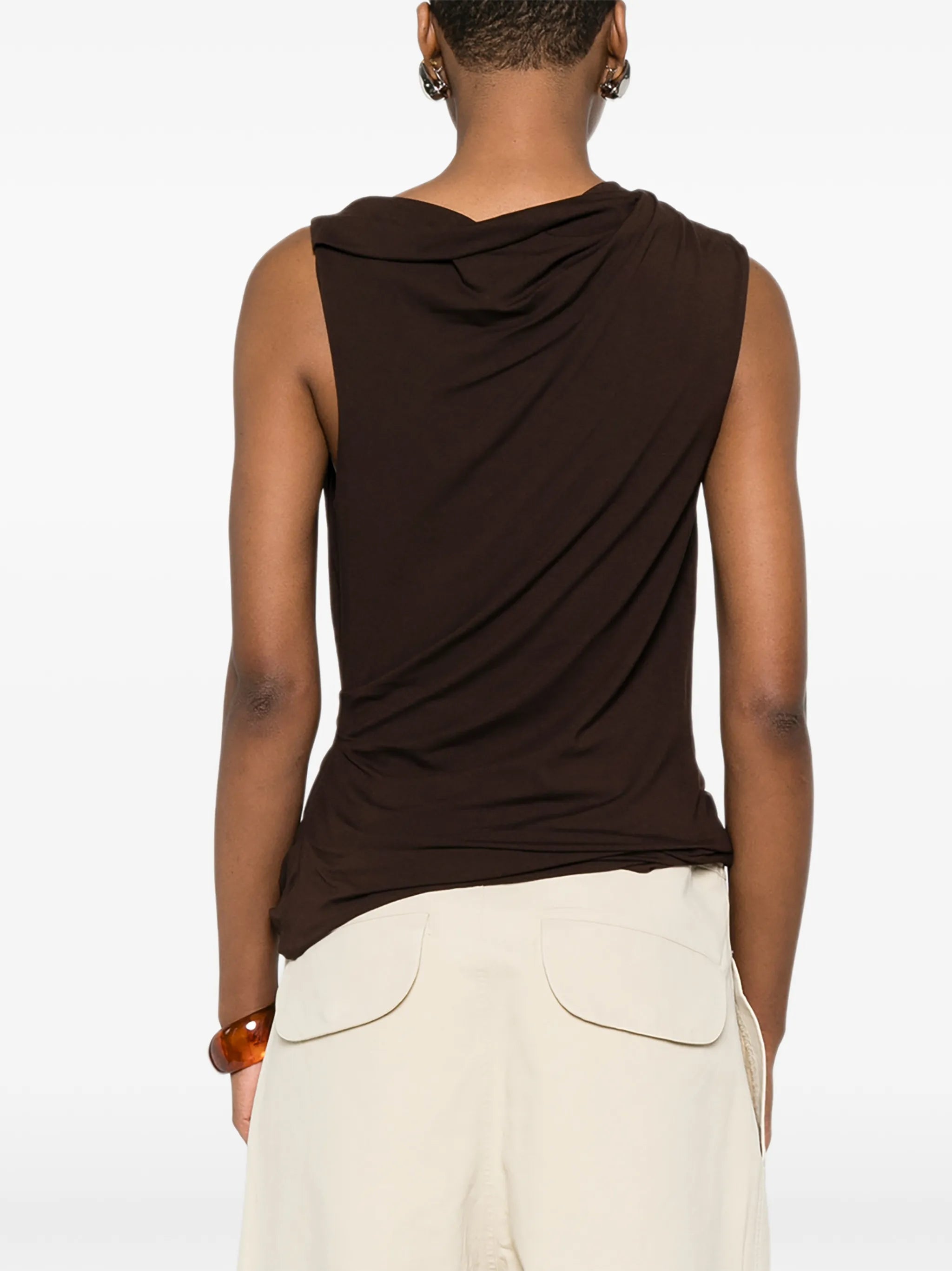 draped sleeveless top