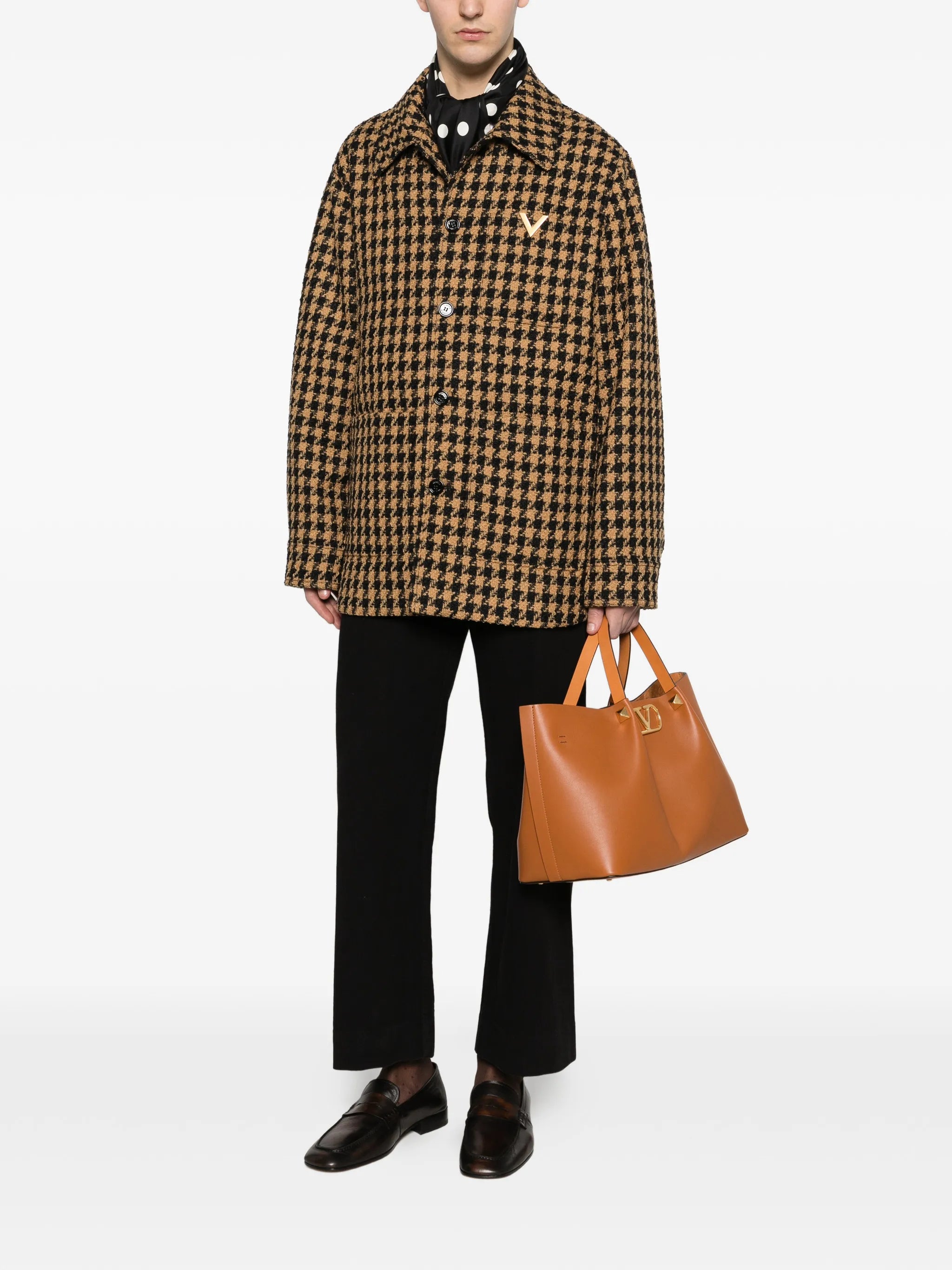 patterned pocket coat