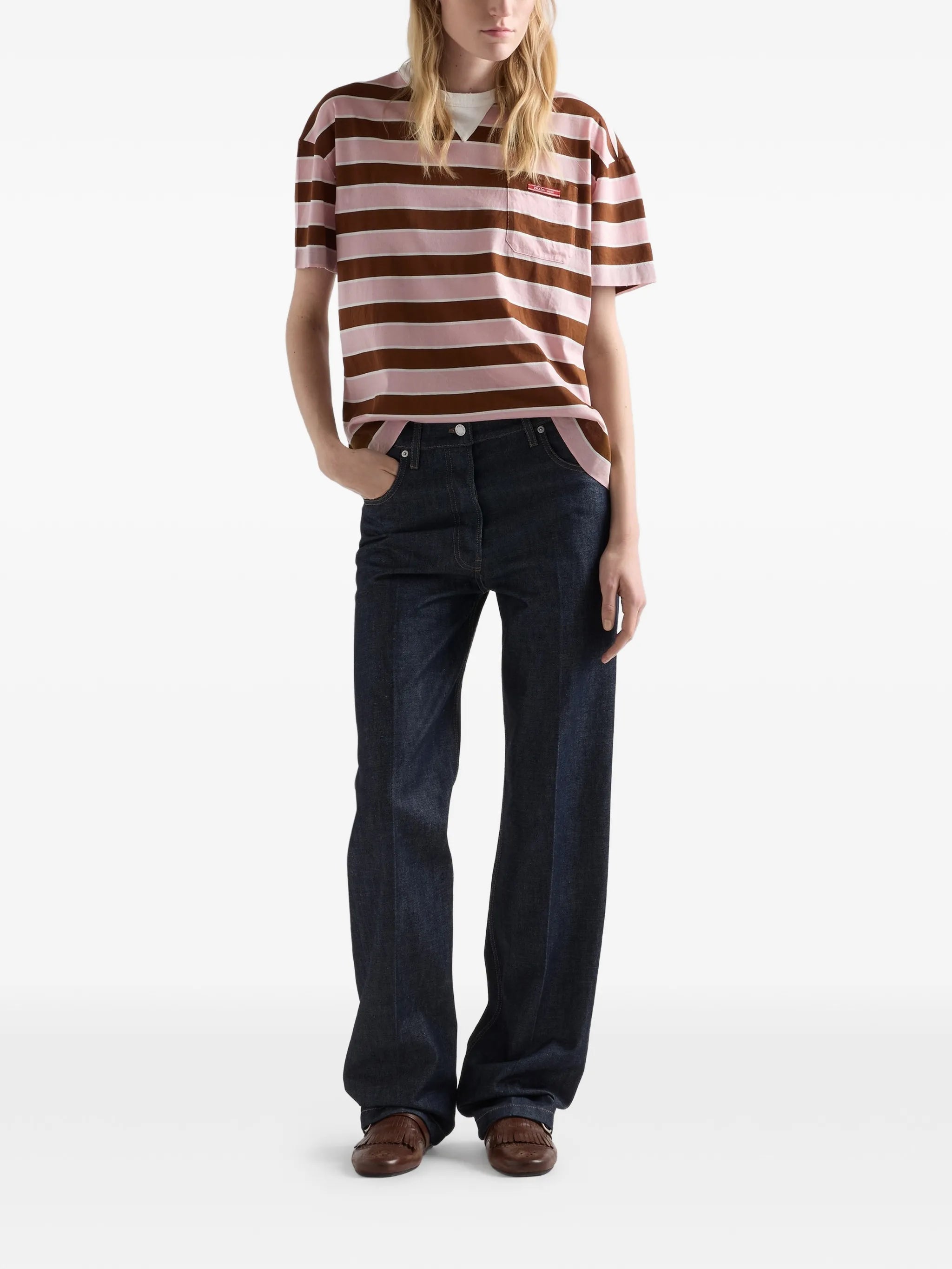 Bayadere striped pocket T-shirt