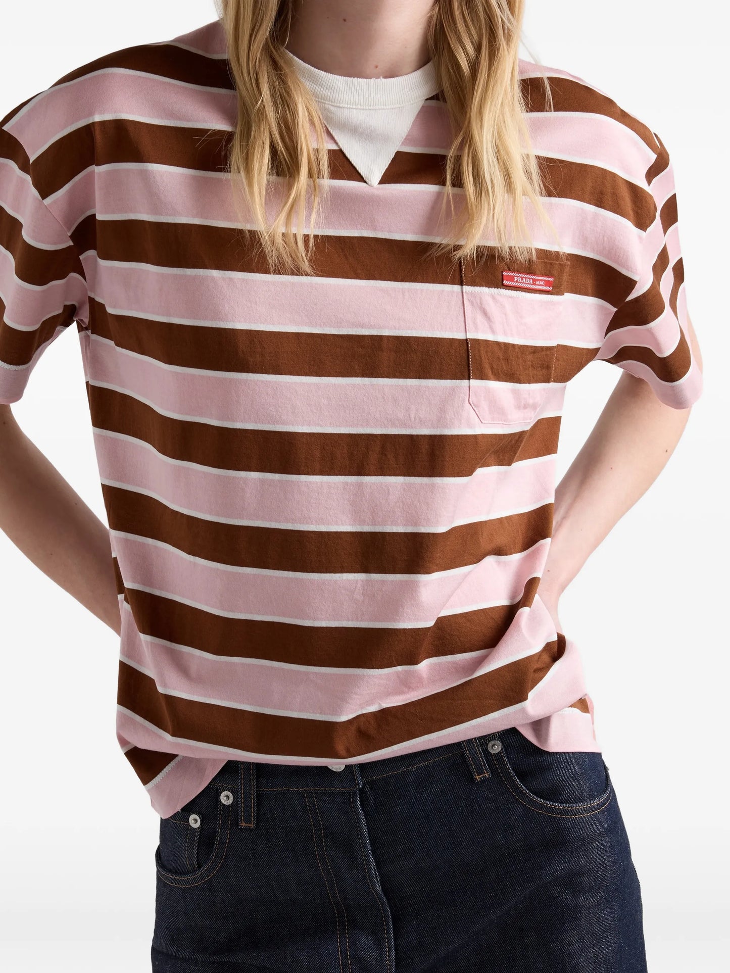 Bayadere striped pocket T-shirt