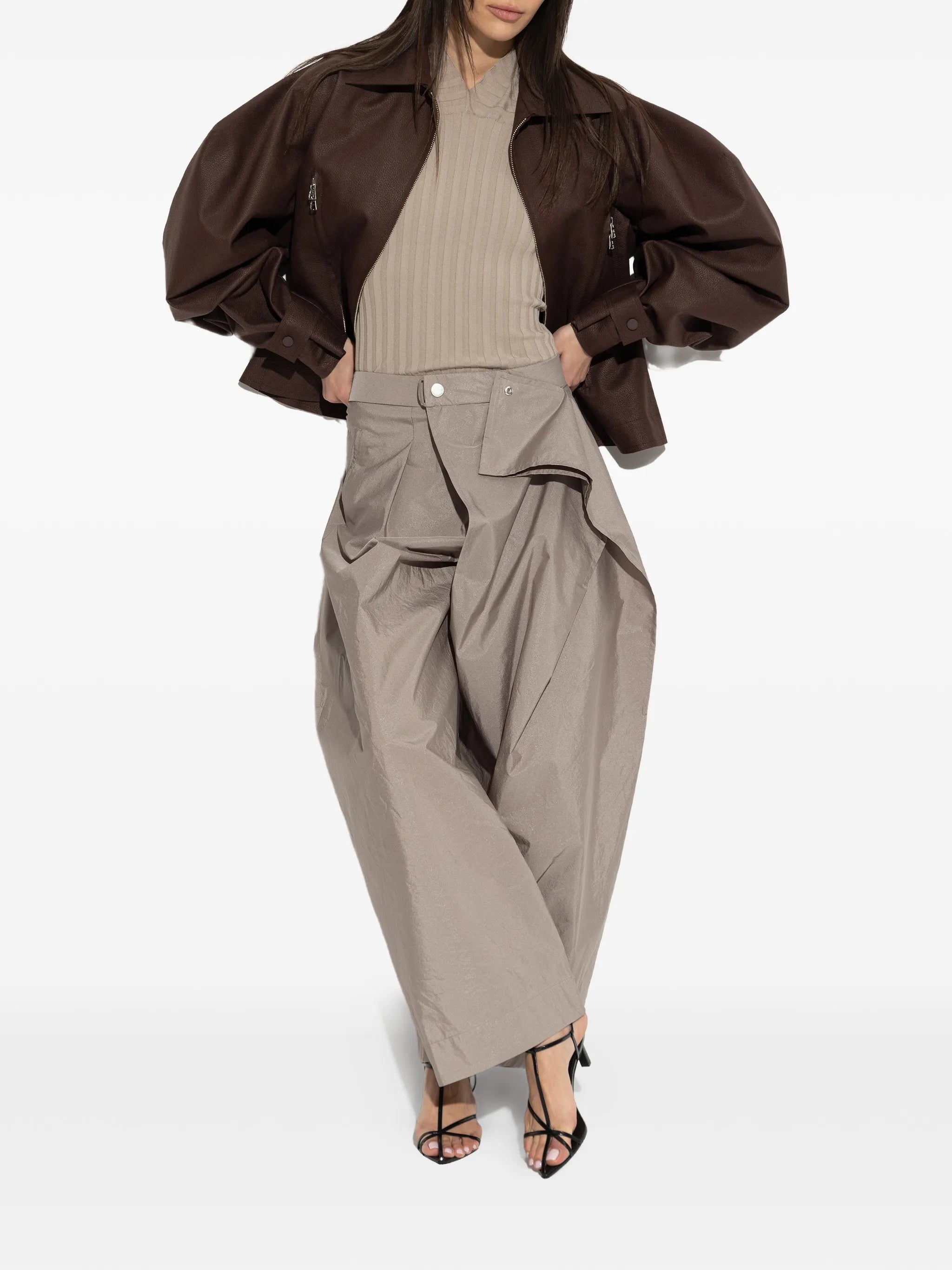 folded-detail trousers