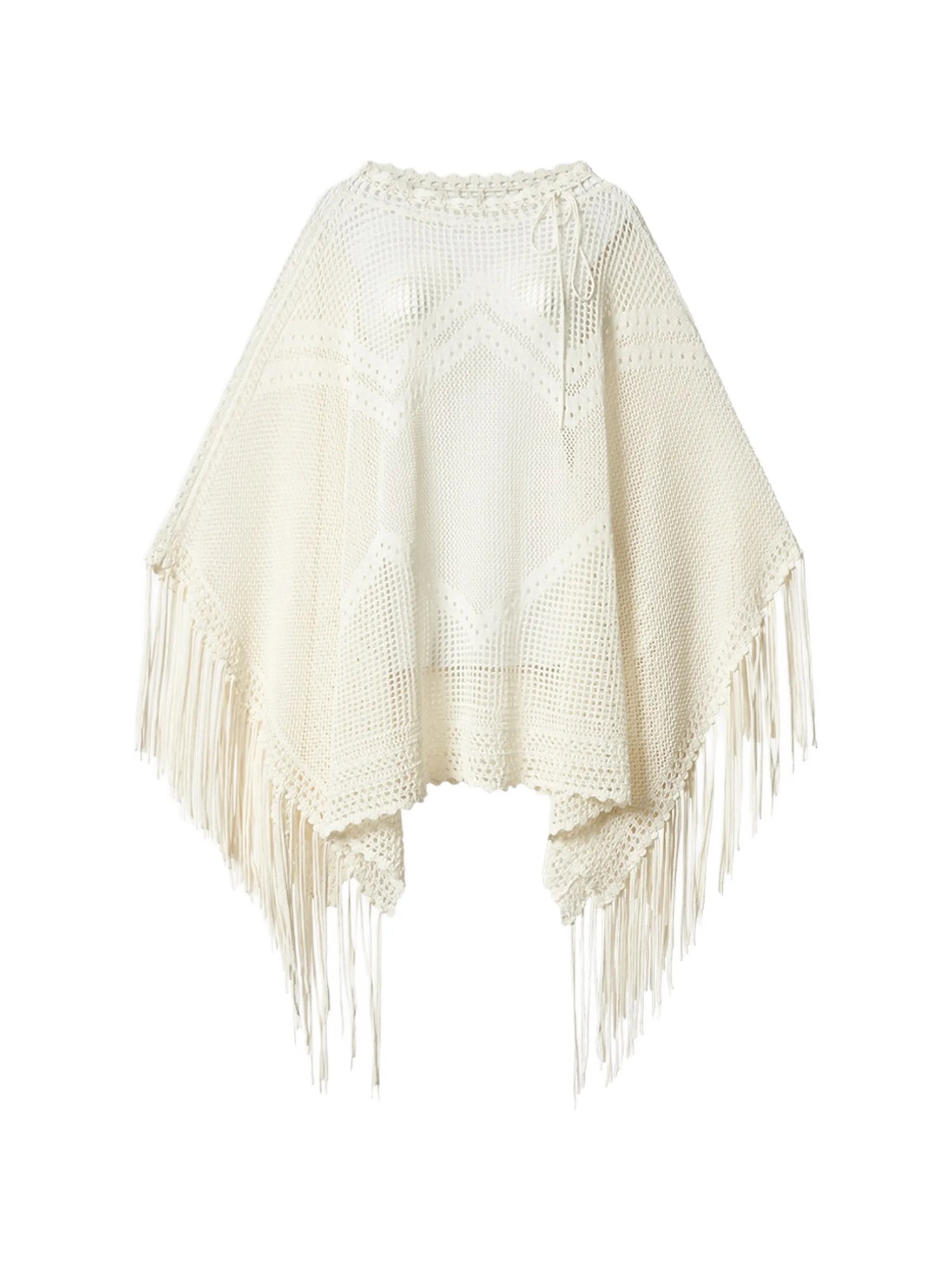 Metilia crochet fringed cape