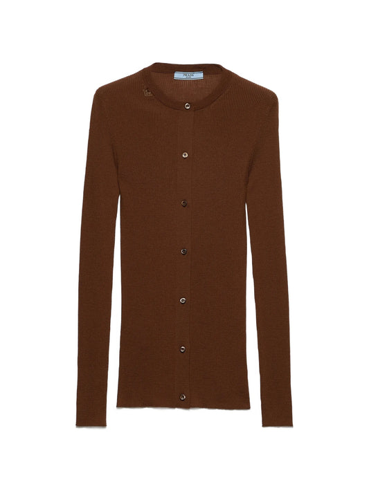 ribbed knit wool cardigan