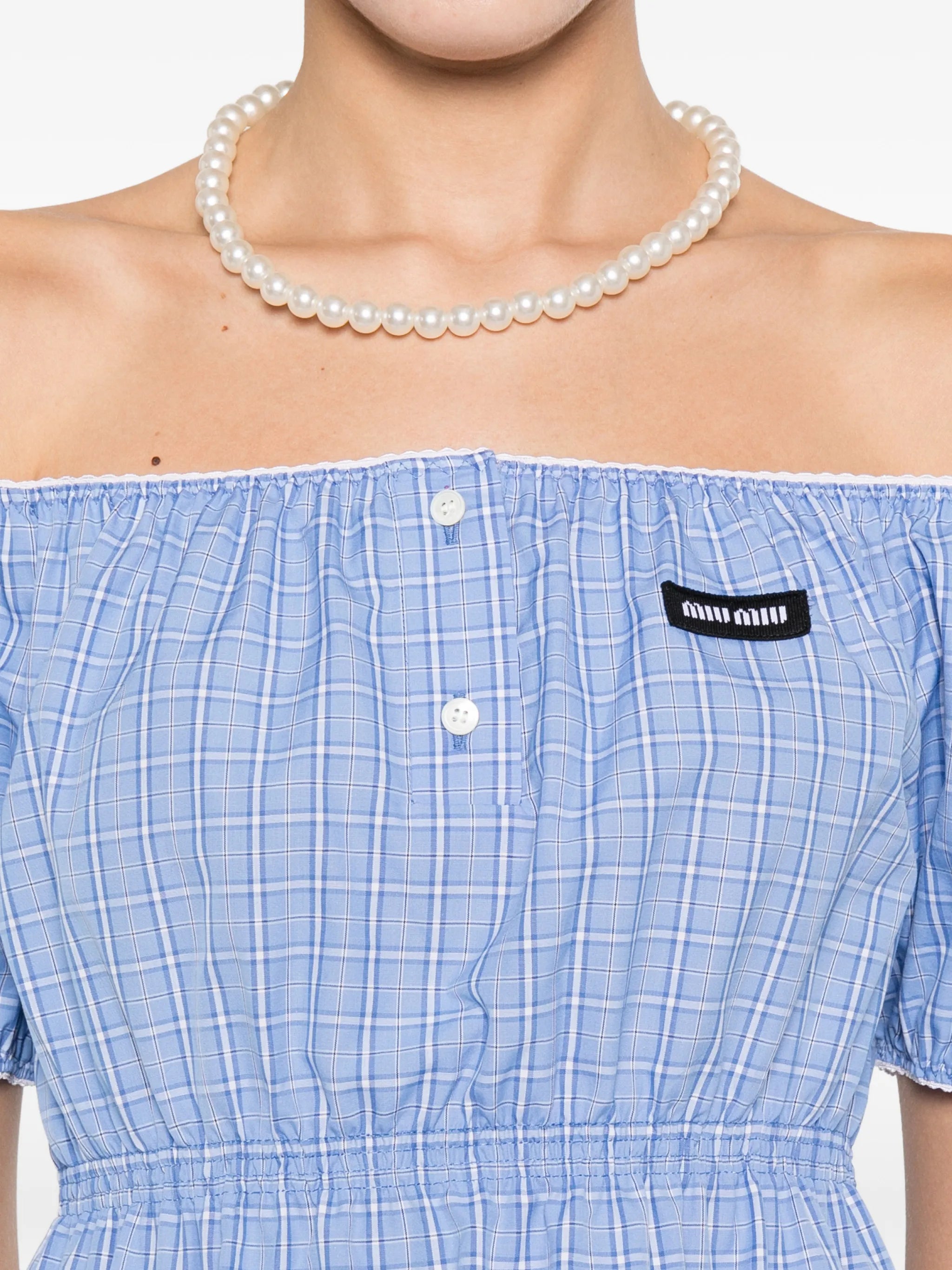 plaid-pattern mini dress
