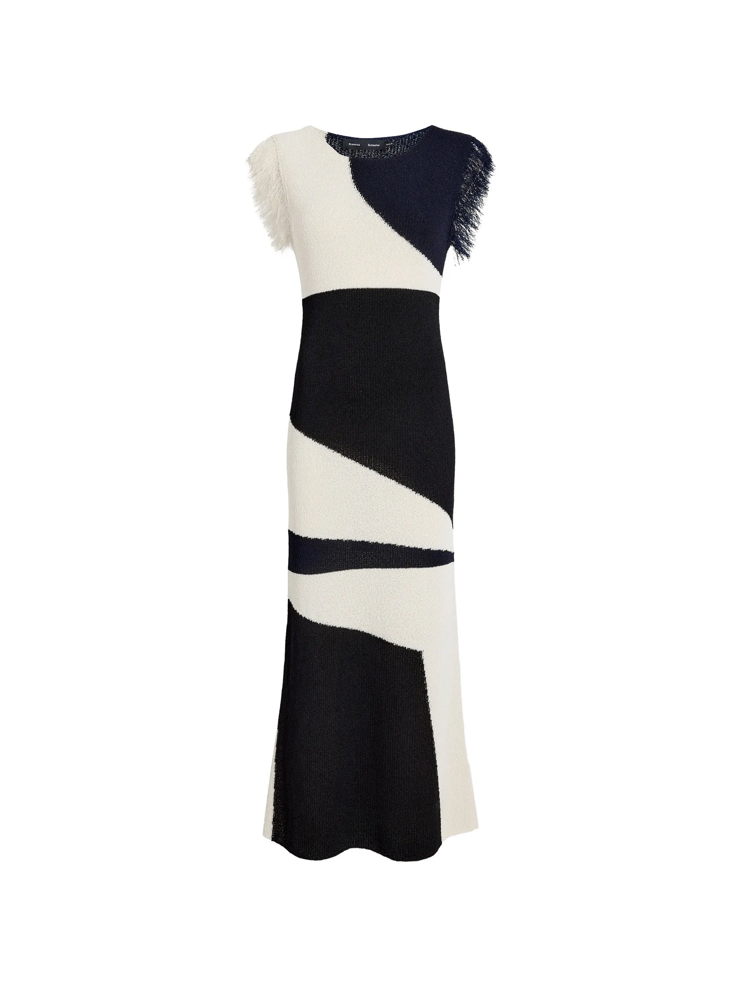 Saskia fringe-trimmed intarsia midi dress