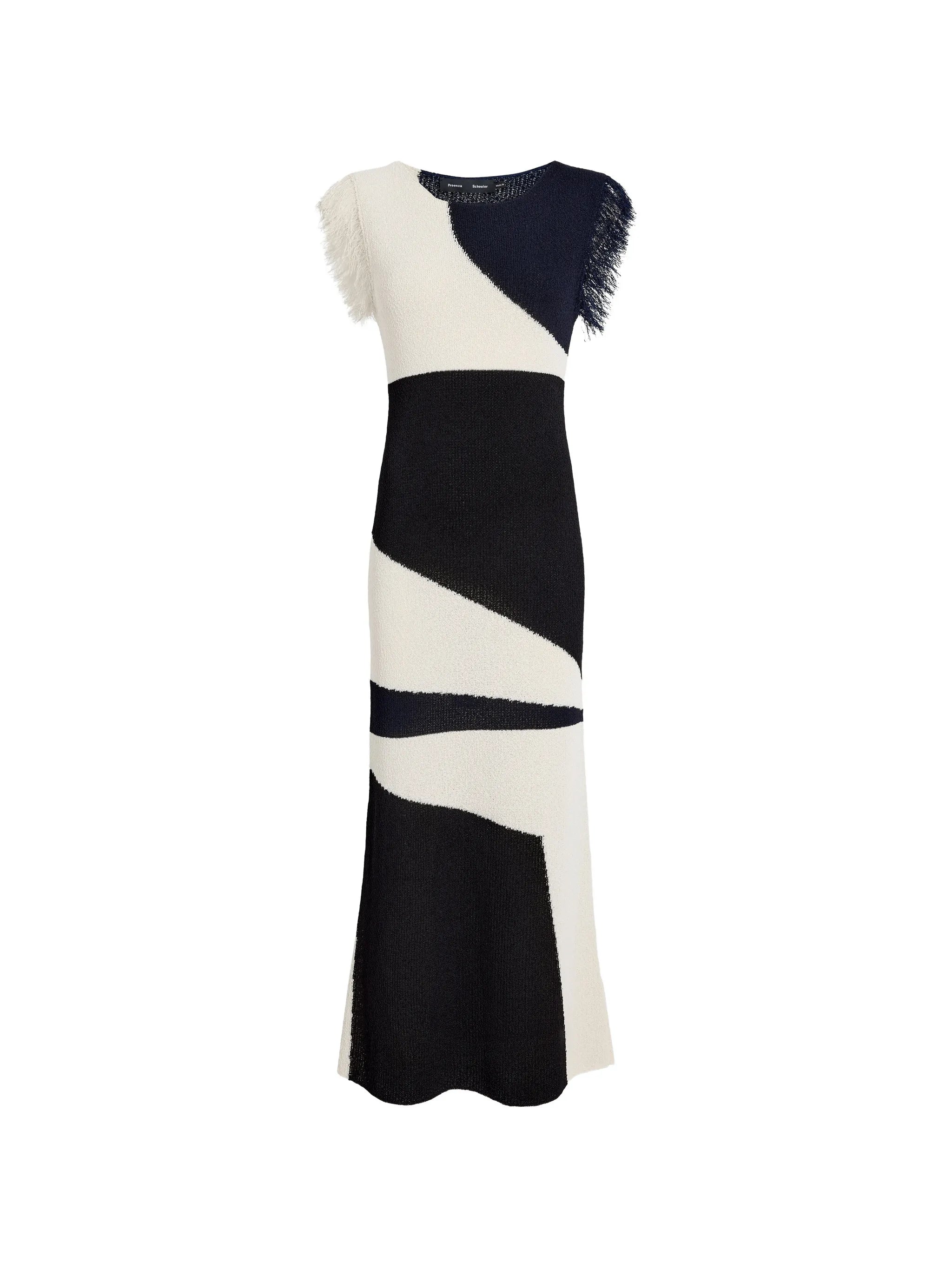 Saskia dress in textured fringe intarsia