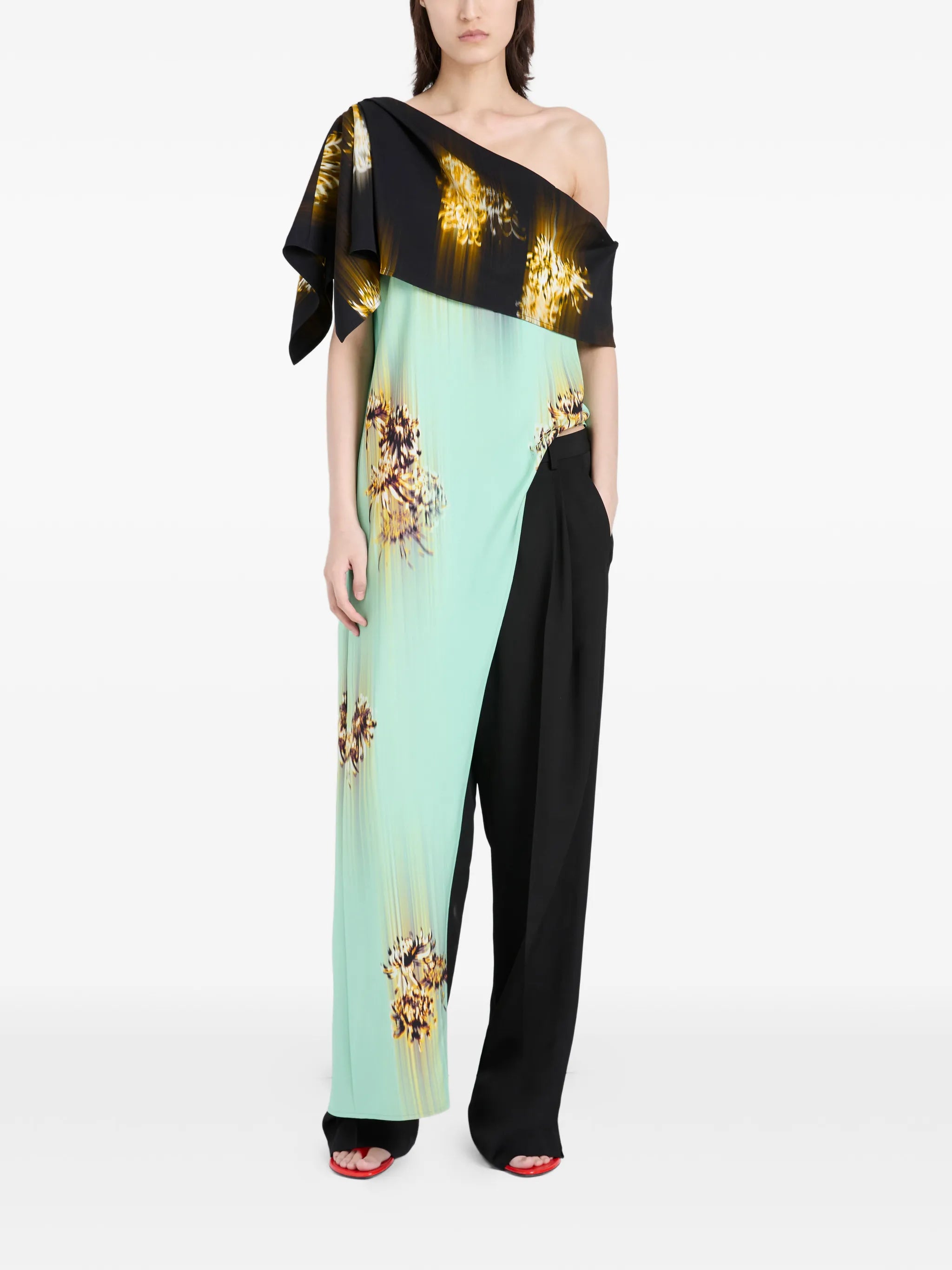 Haya one-shoulder printed top