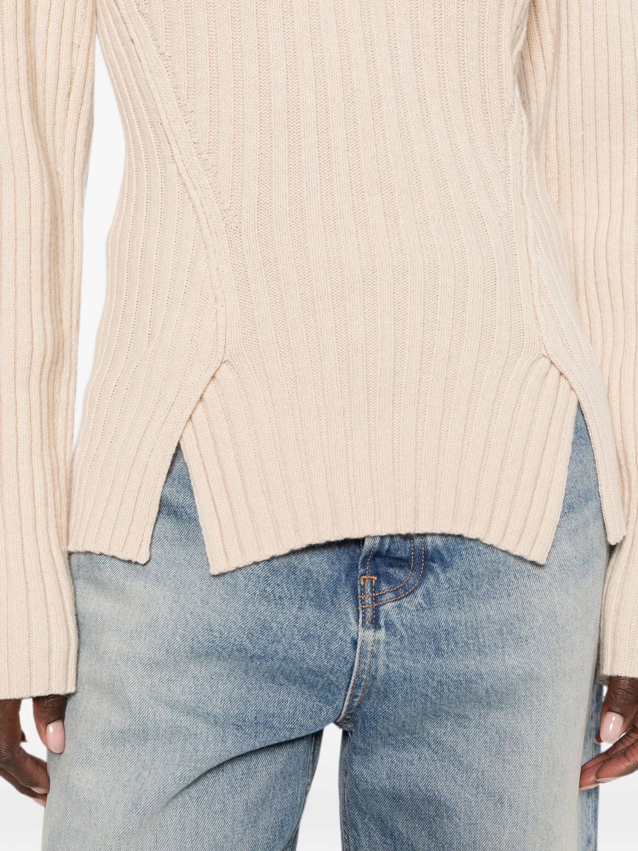 ribbed-knit slit-hem sweater