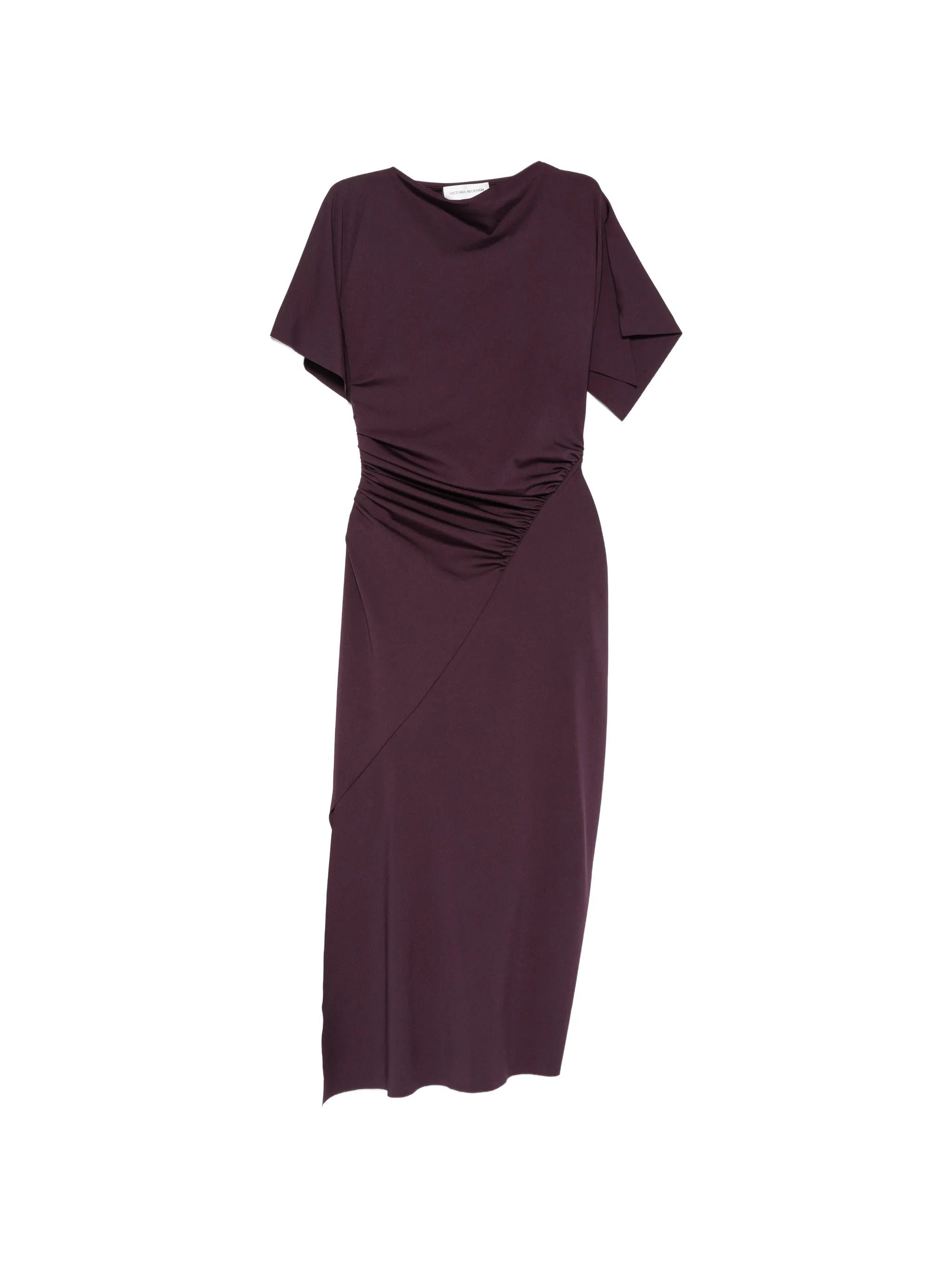 ruched short-sleeve midi dress