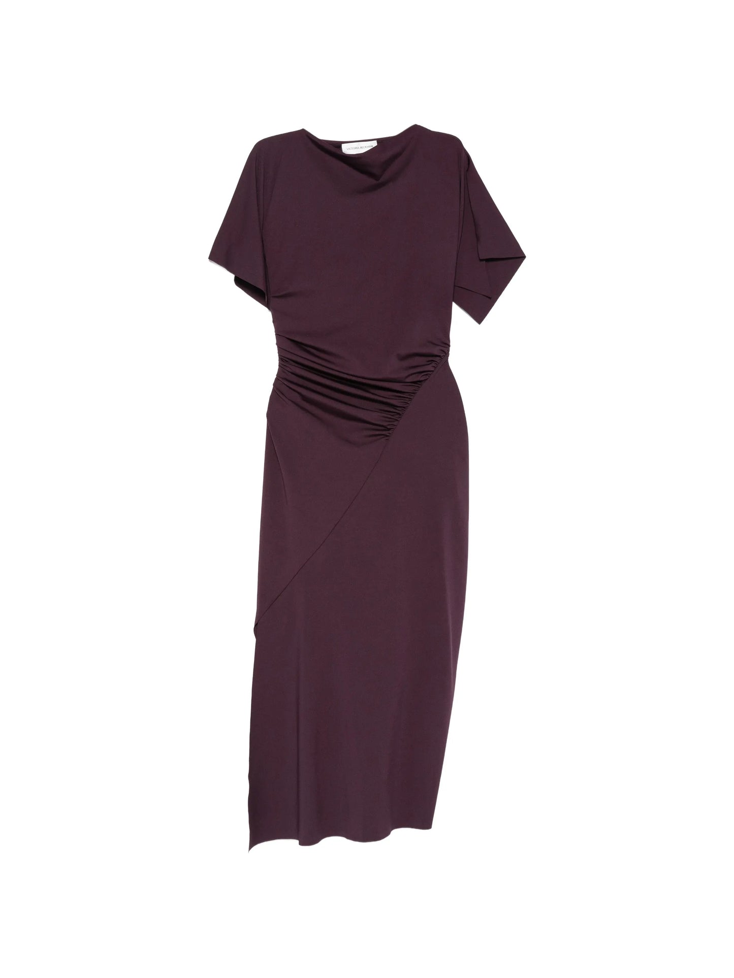 ruched short-sleeve midi dress