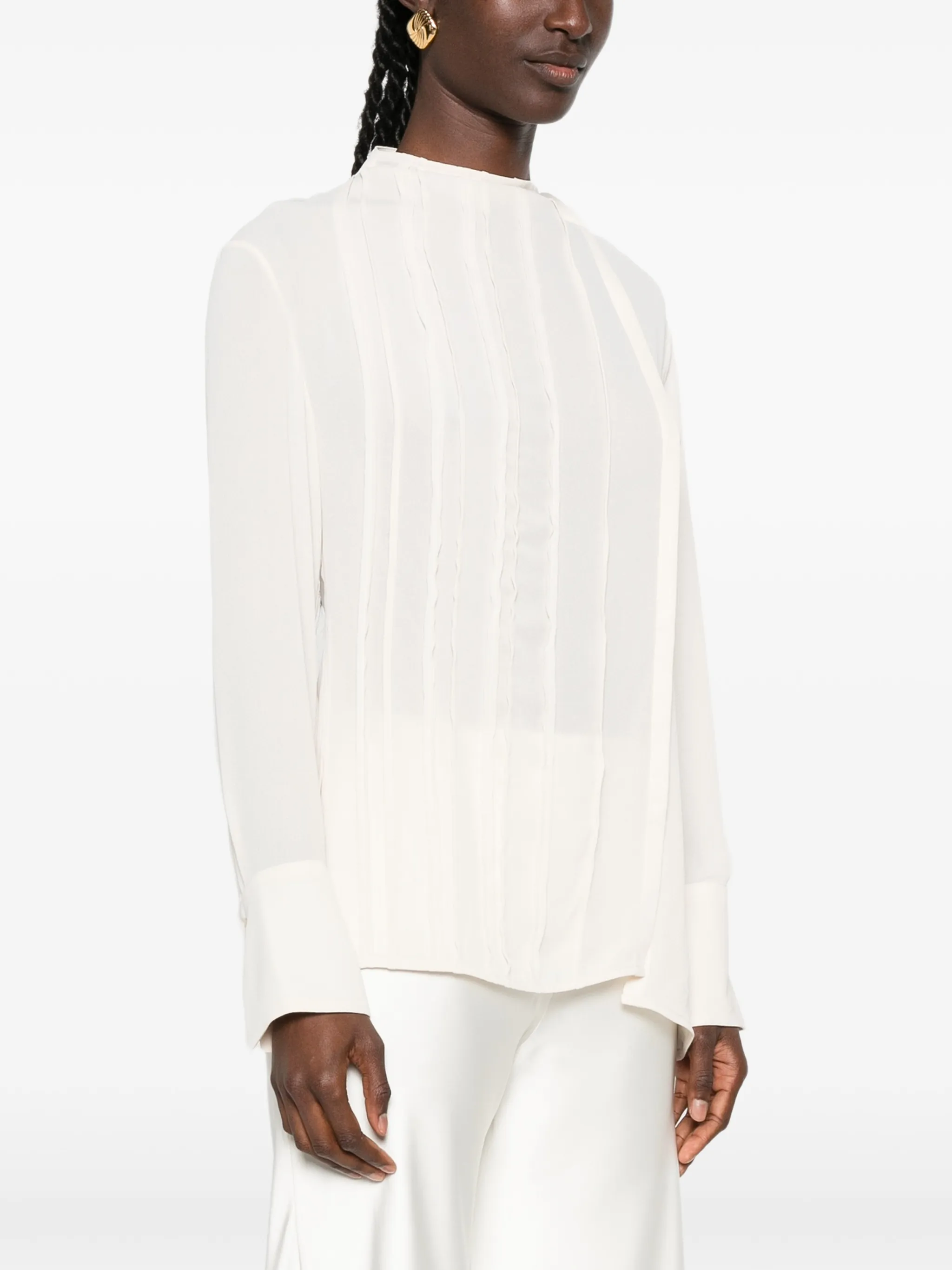 seam-detail long-sleeve blouse