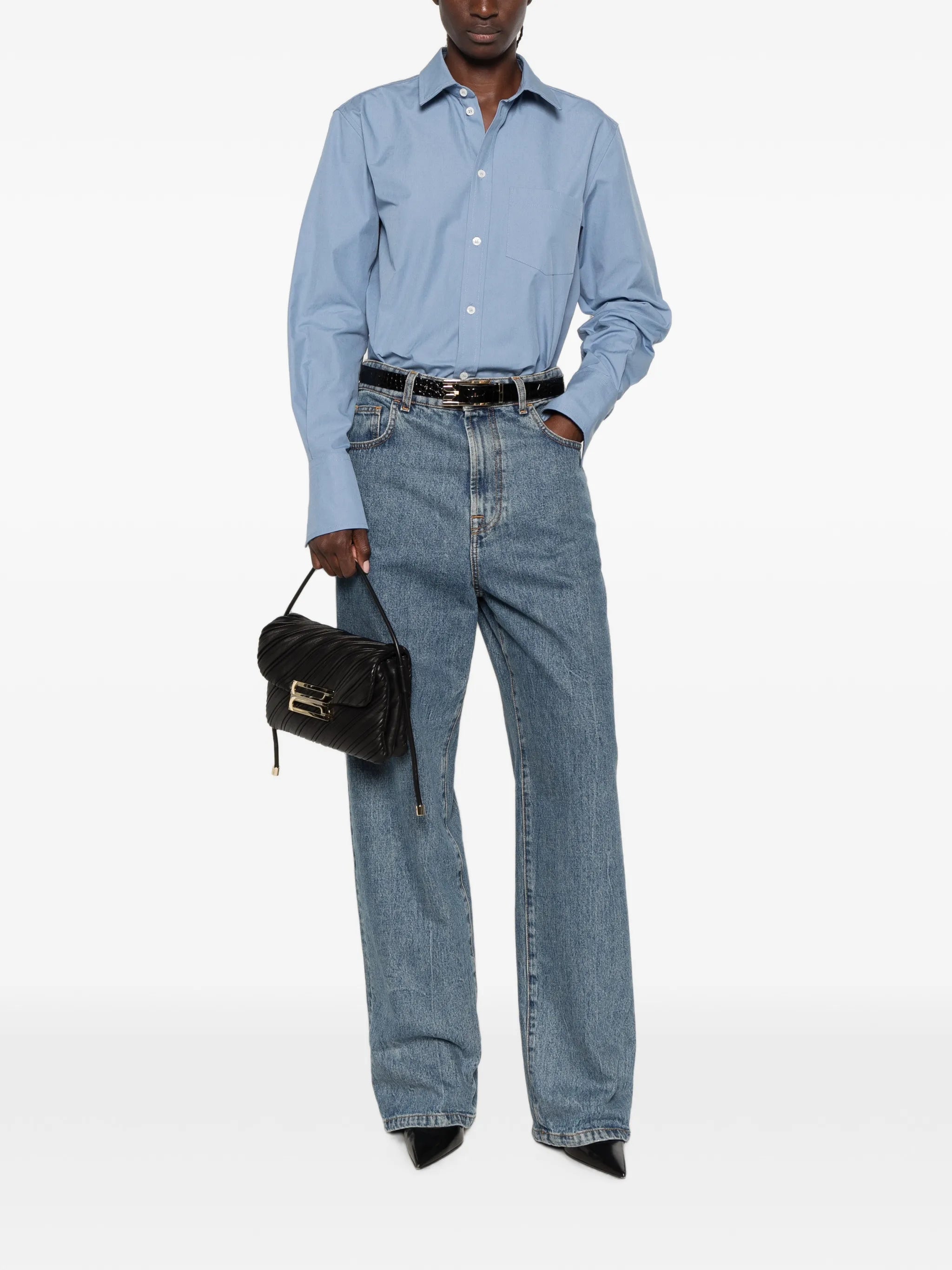 chest-pocket button-up shirt