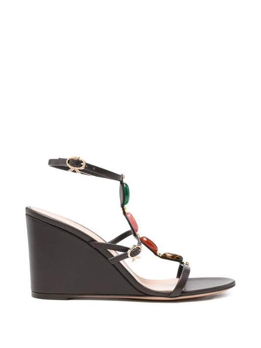 Shanti stone-embellished wedge sandals