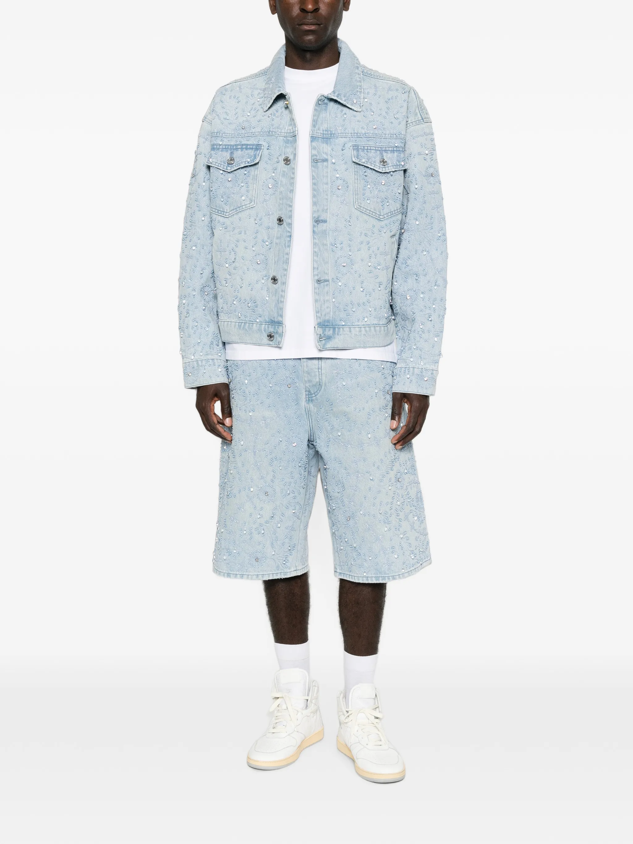 crystal-embellished denim jacket