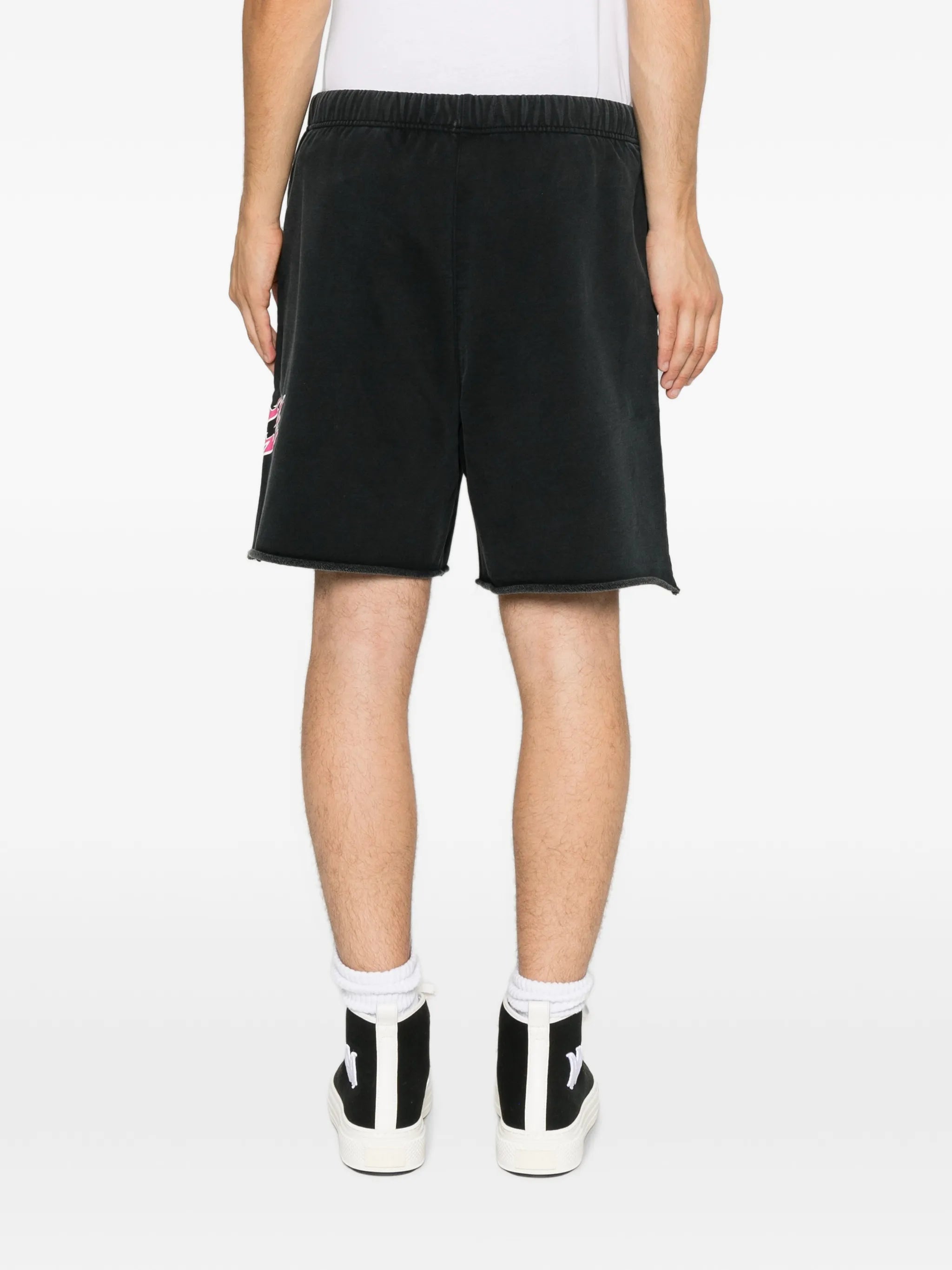 graphic-print raw-cut shorts