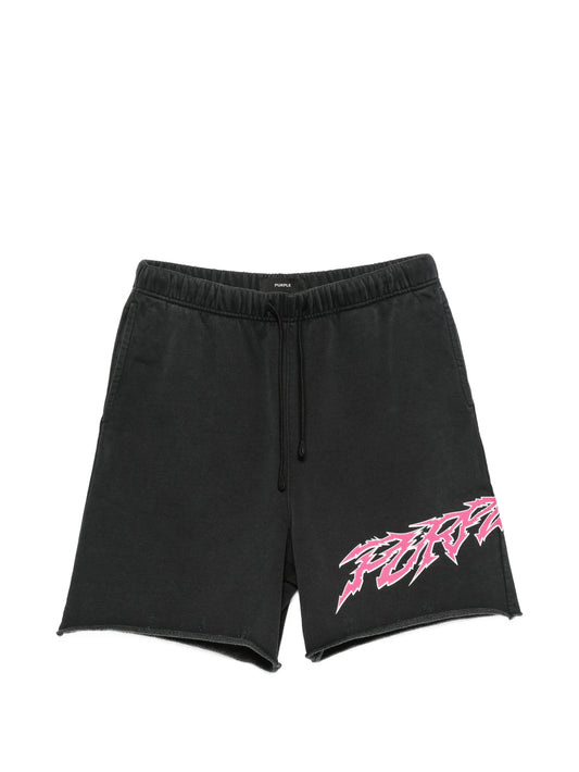 graphic-print raw-cut shorts