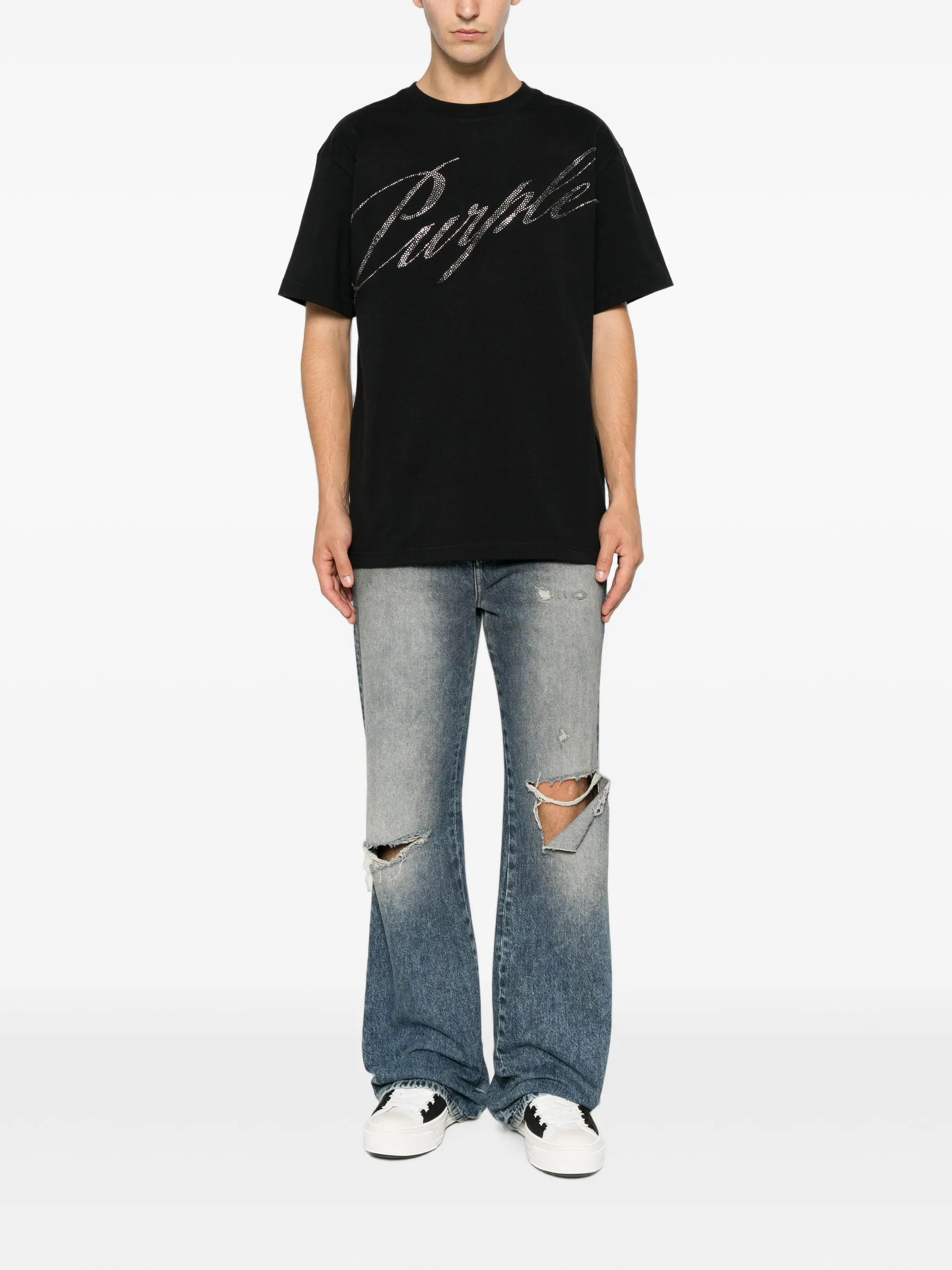 crystal-embellished logo-script T-shirt
