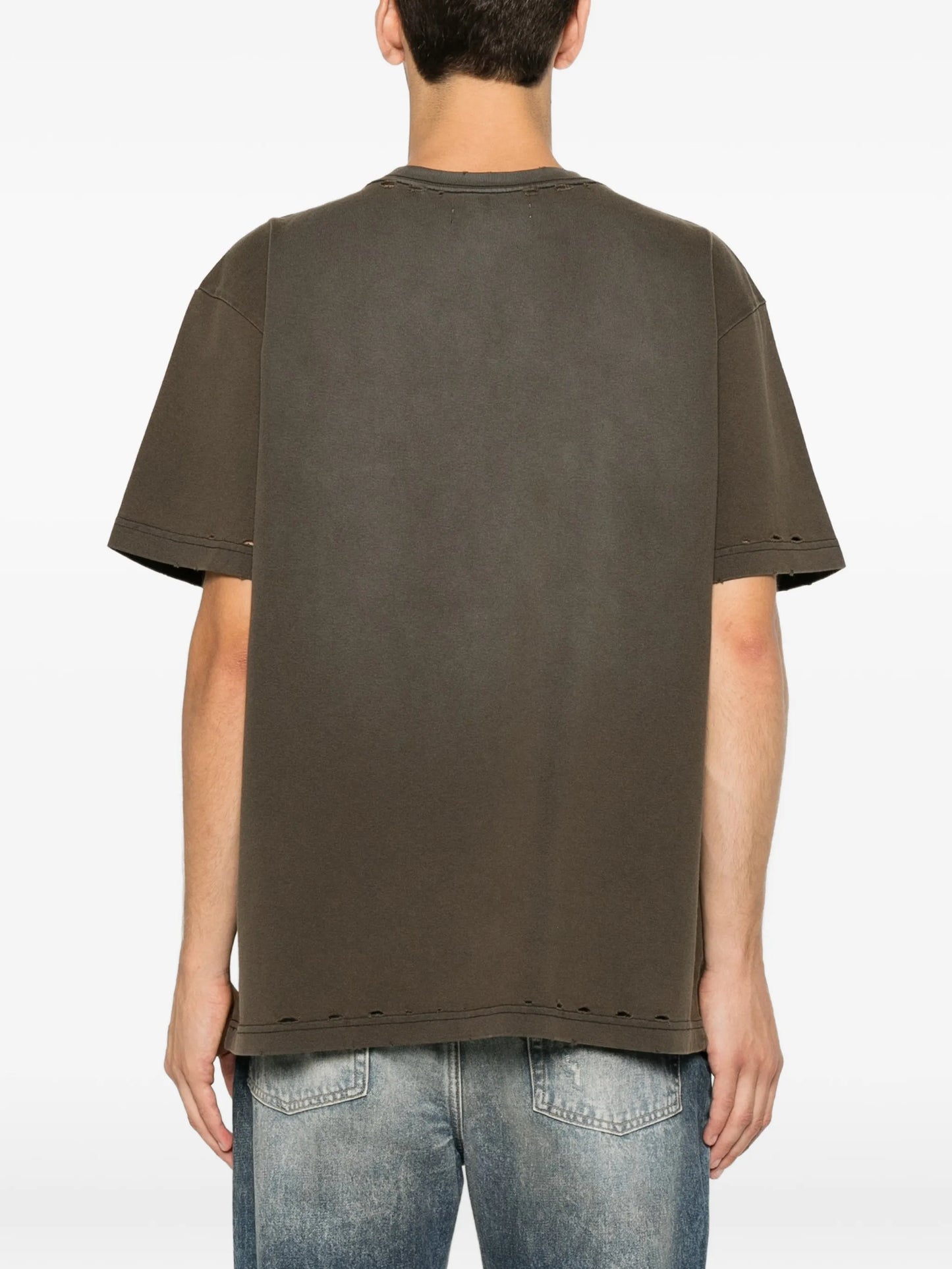 logo-print distressed T-shirt