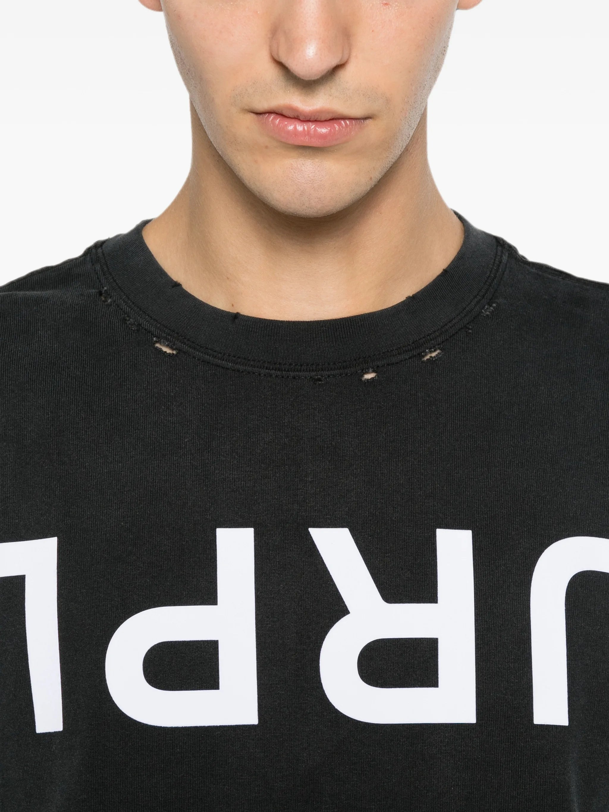 logo-print distressed-effect T-shirt