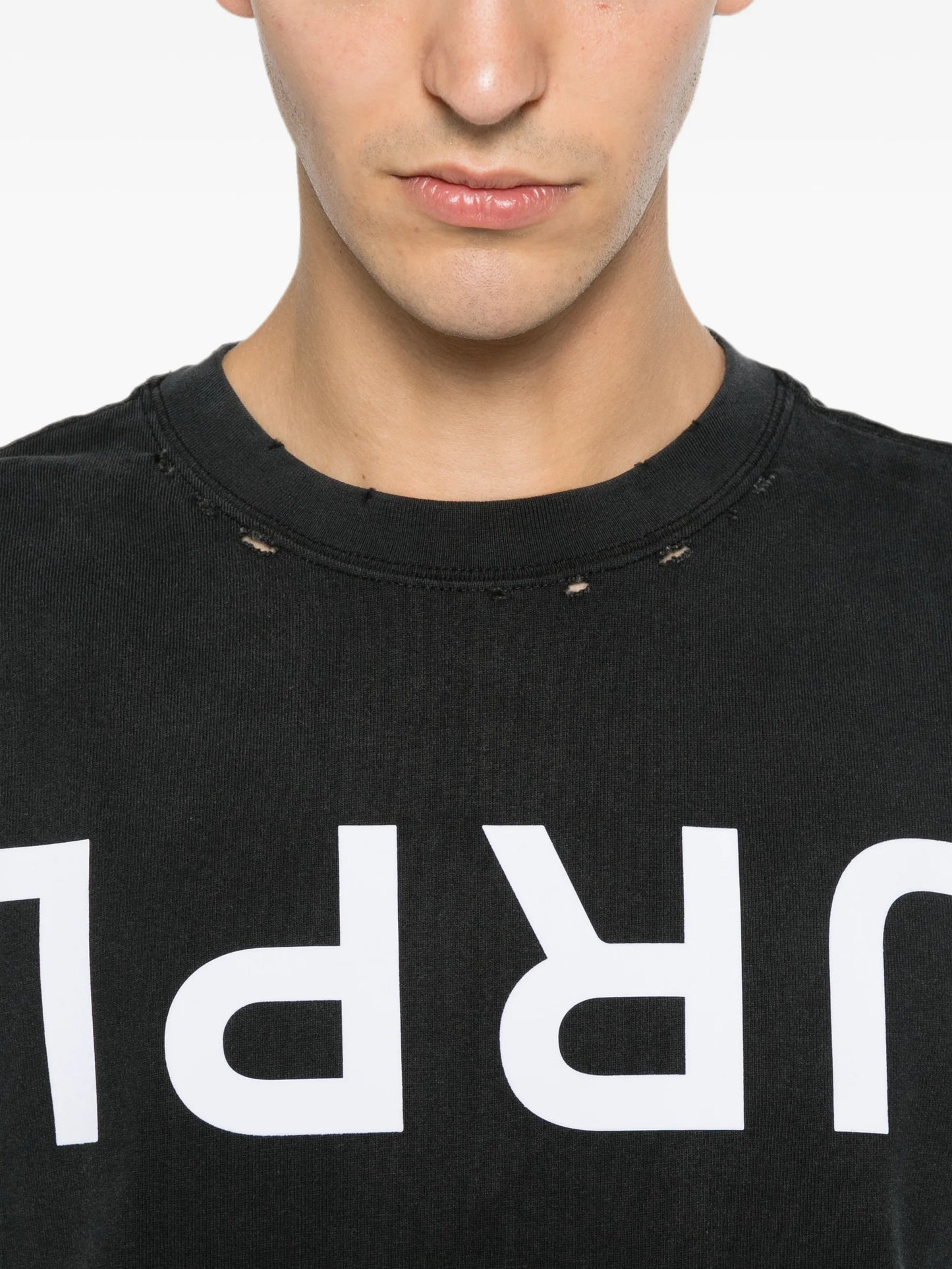 logo-print distressed-effect T-shirt