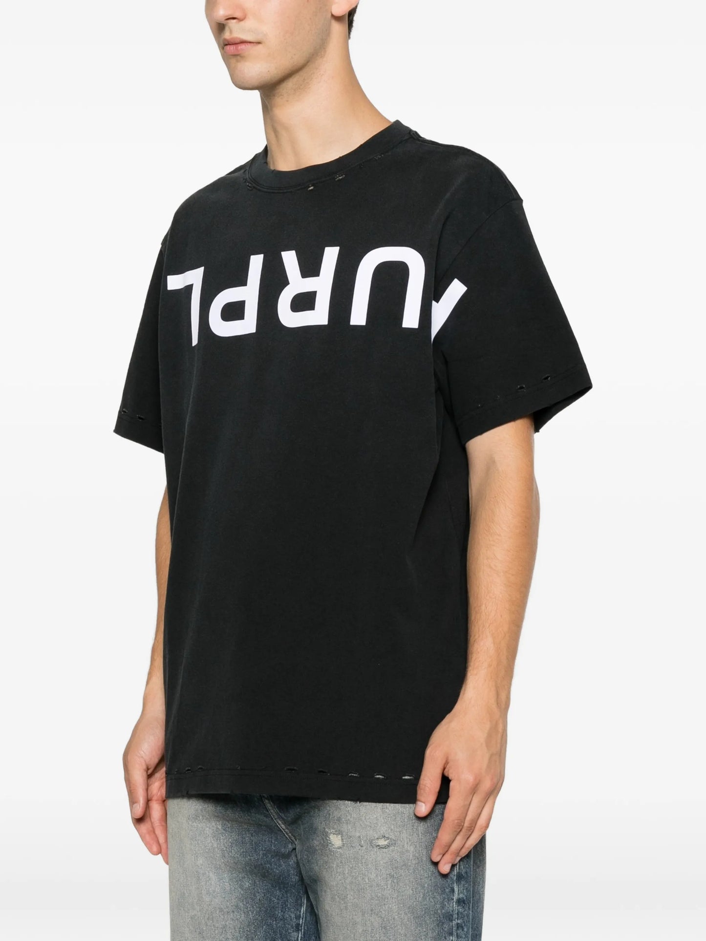 logo-print distressed-effect T-shirt