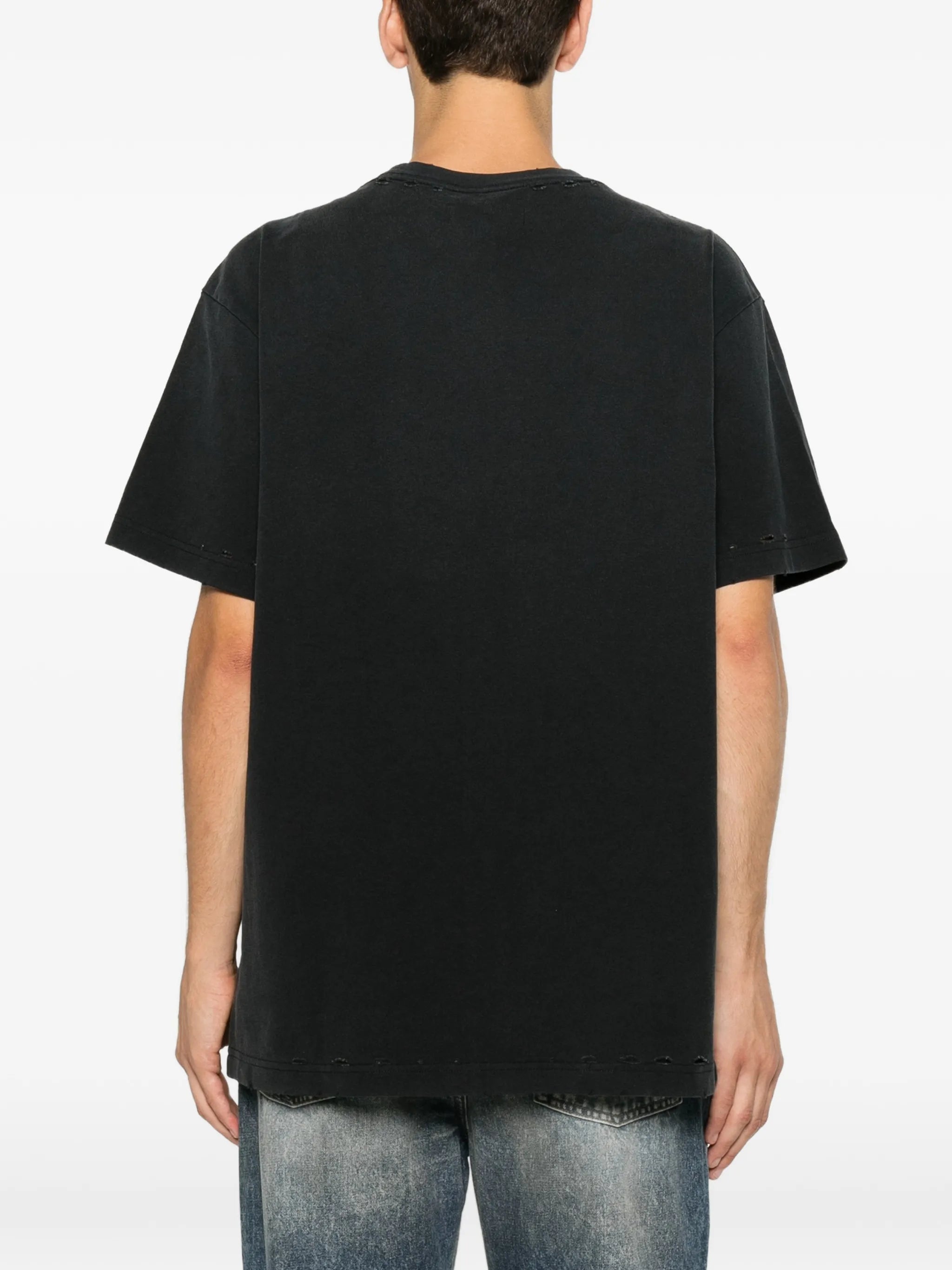 logo-print distressed T-shirt