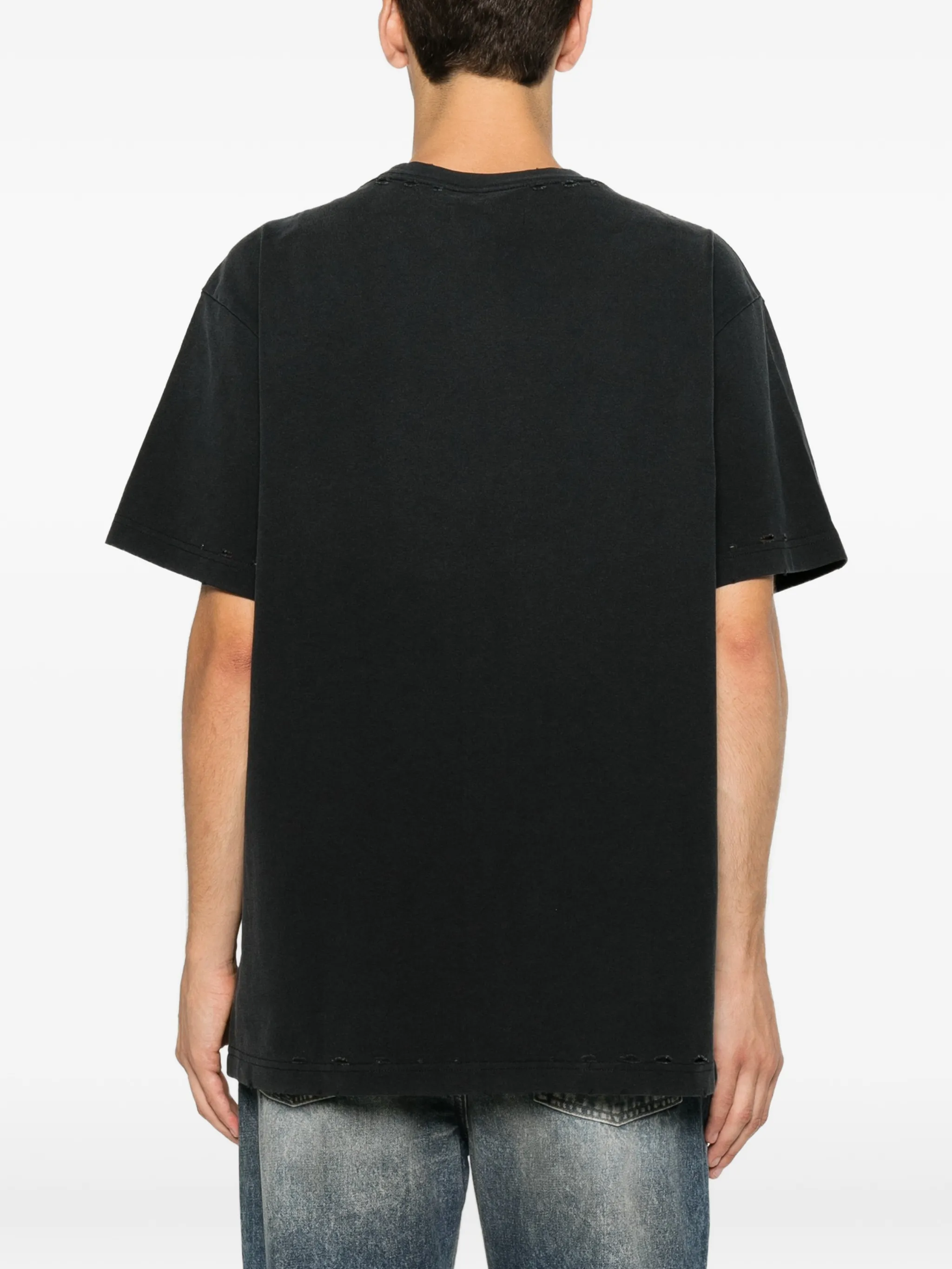 logo-print distressed T-shirt