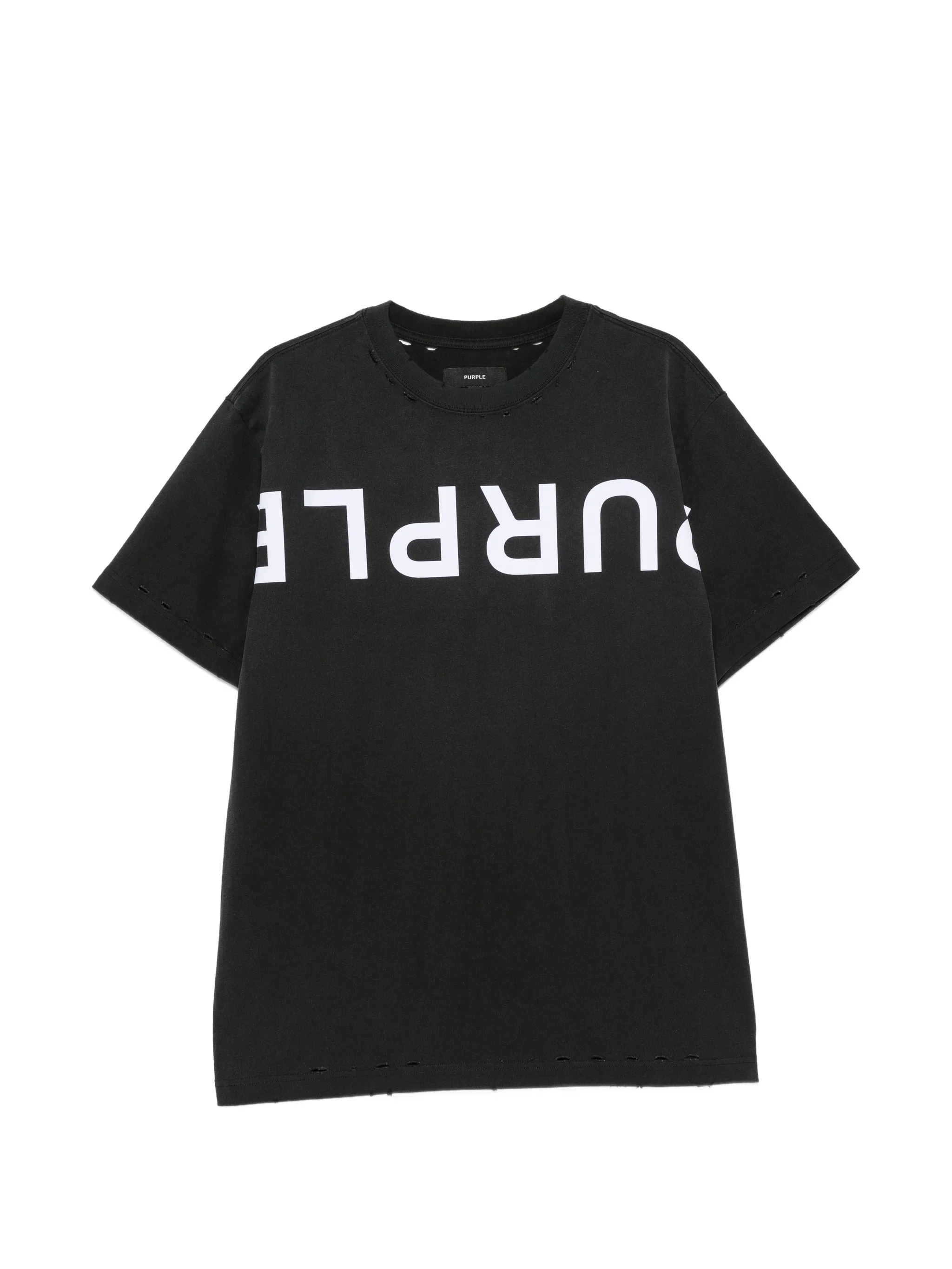 logo-print distressed T-shirt