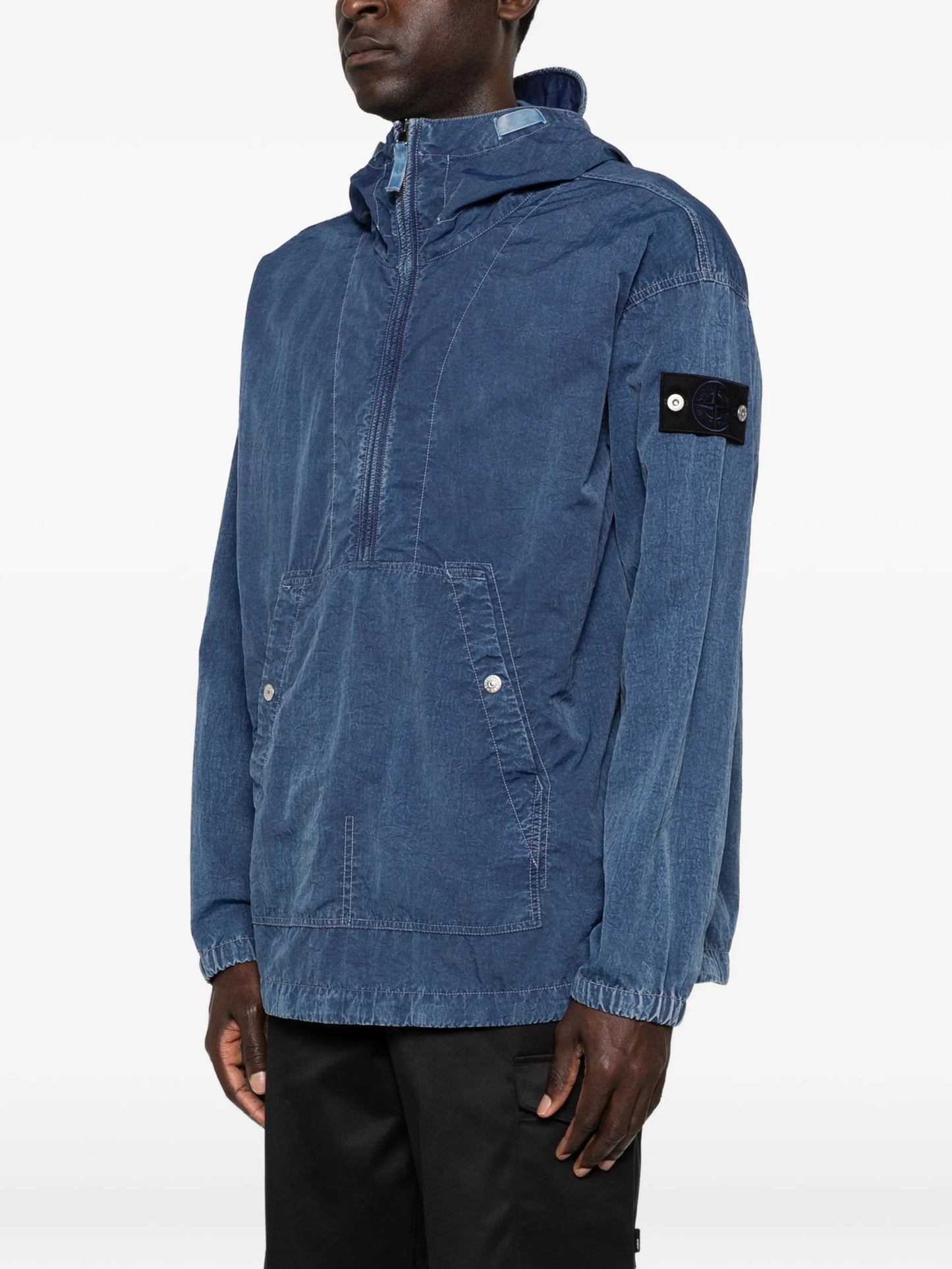 hooded half-zip jacket