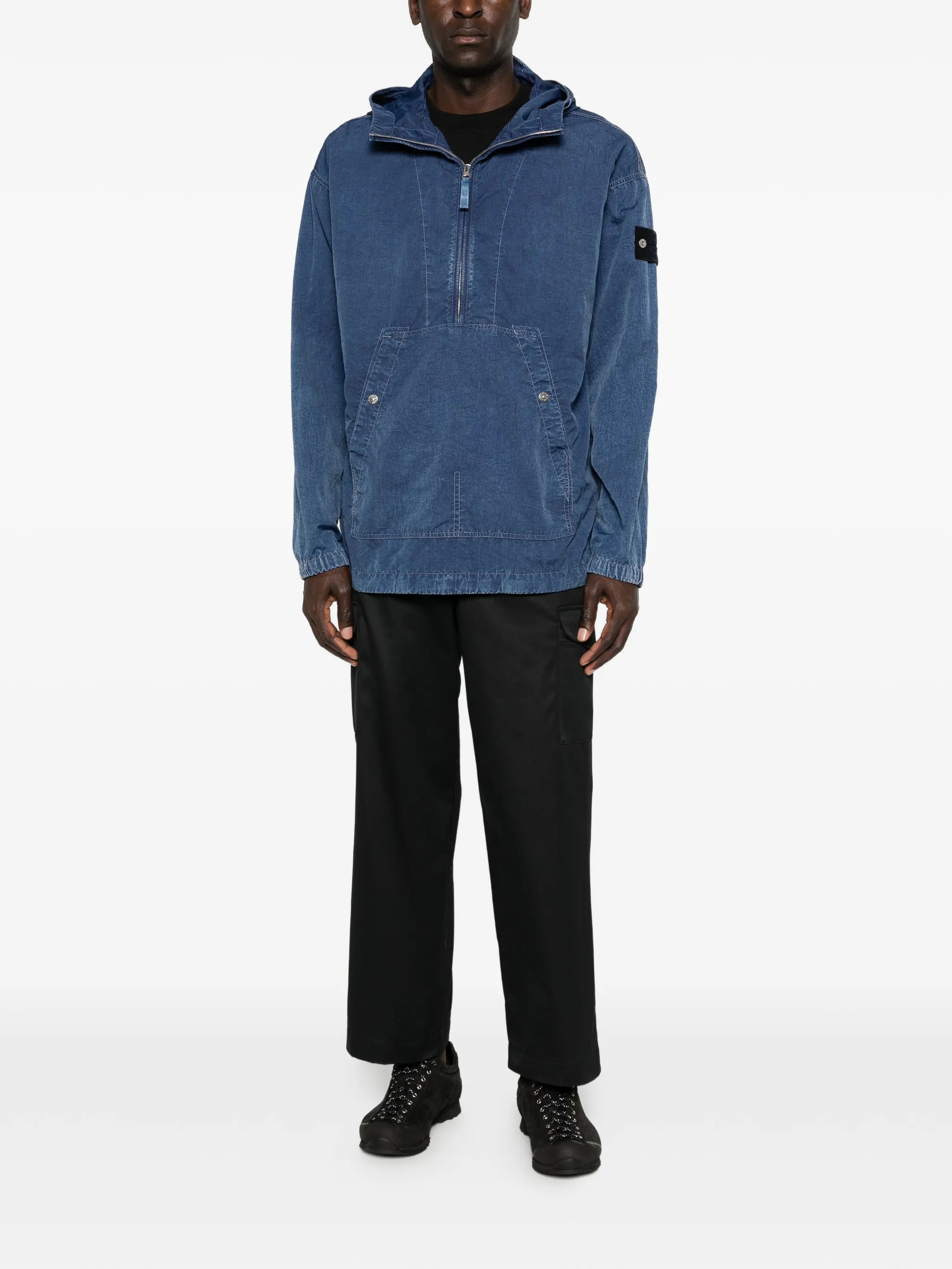 hooded half-zip jacket