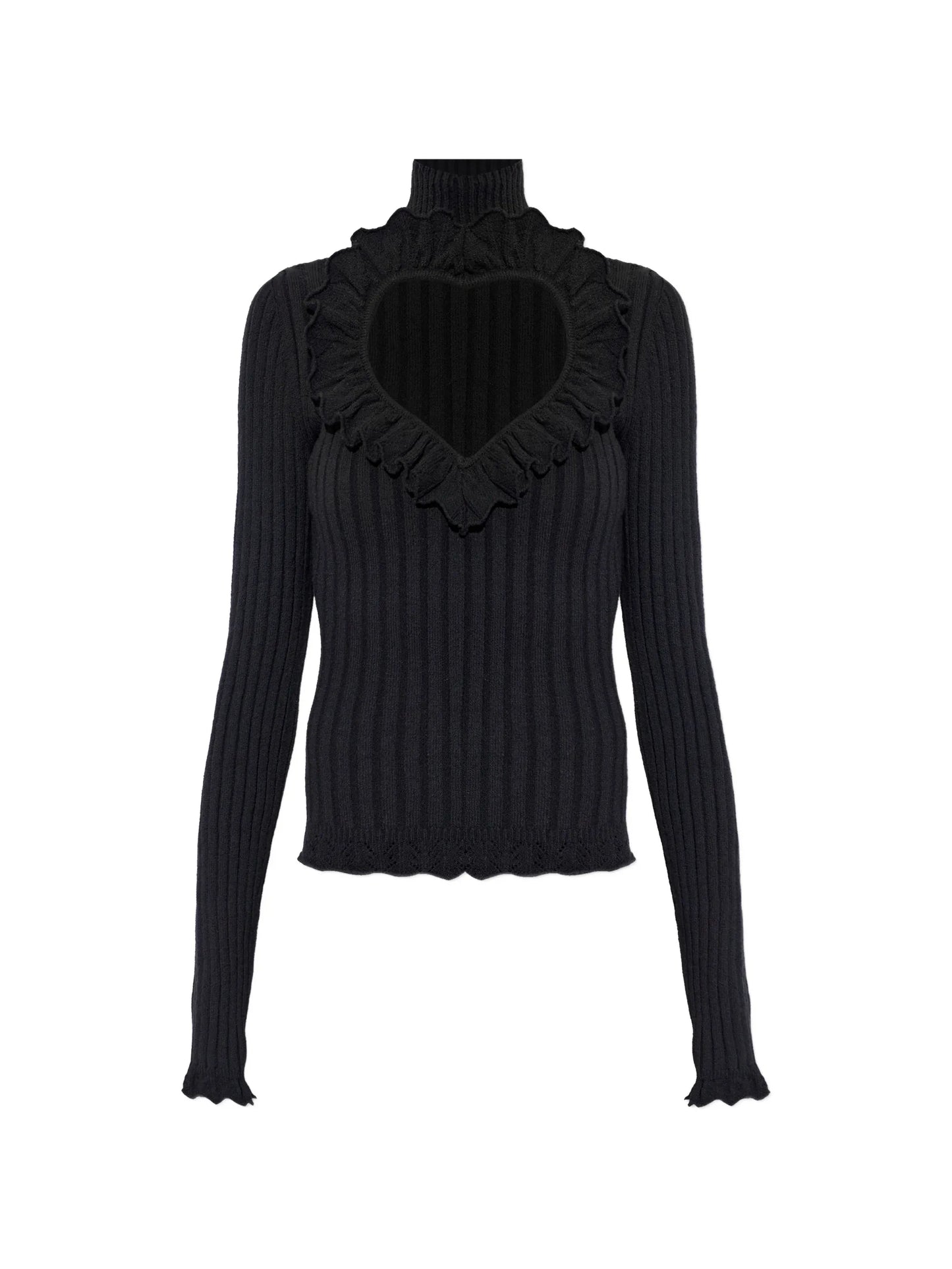 ruffled heart-cutout sweater