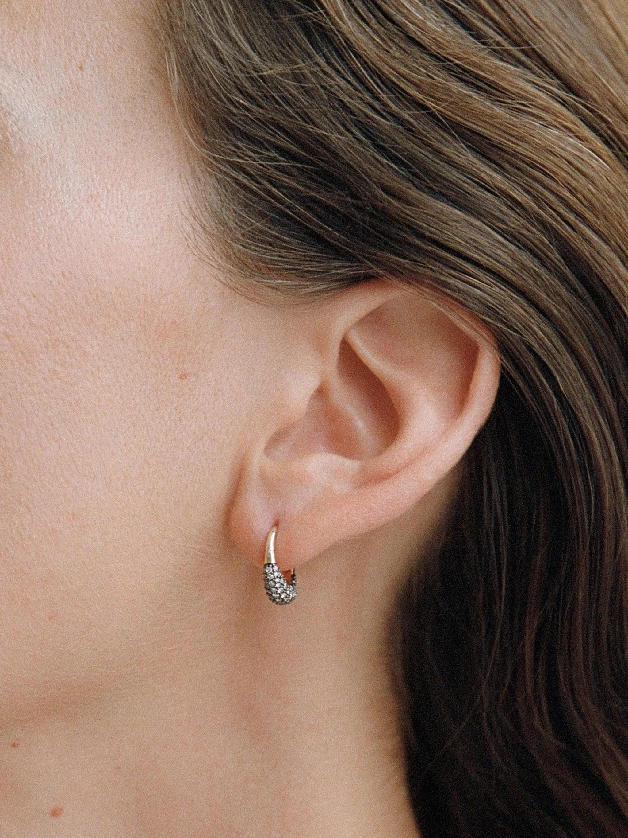 small Midnight diamond hoop earrings