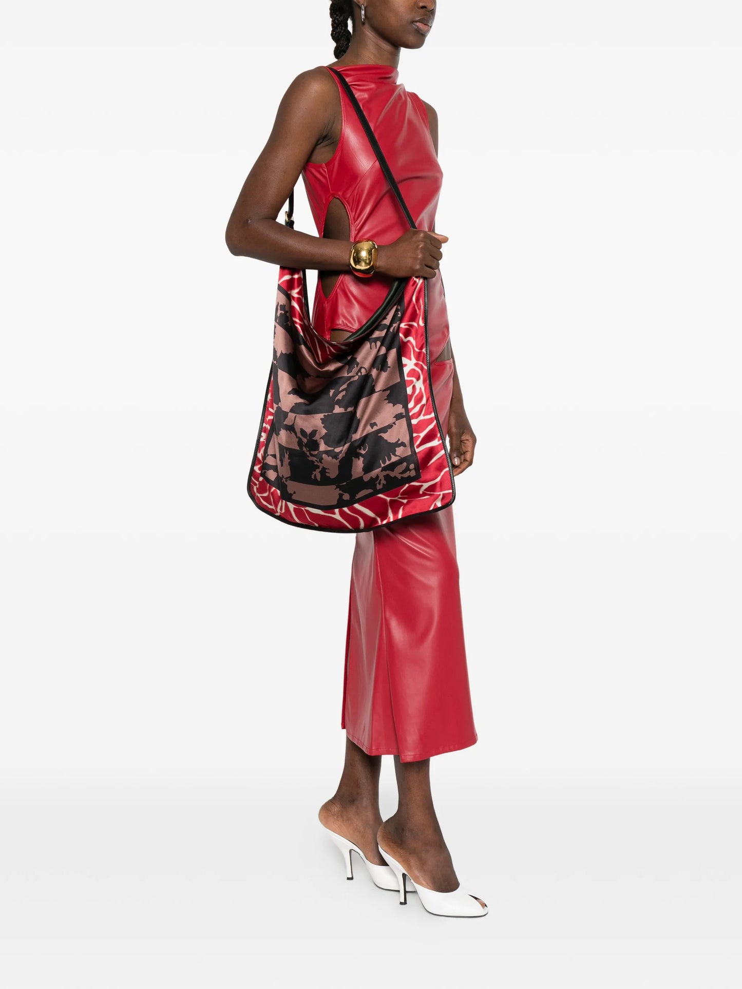 Large rose-print tote bag