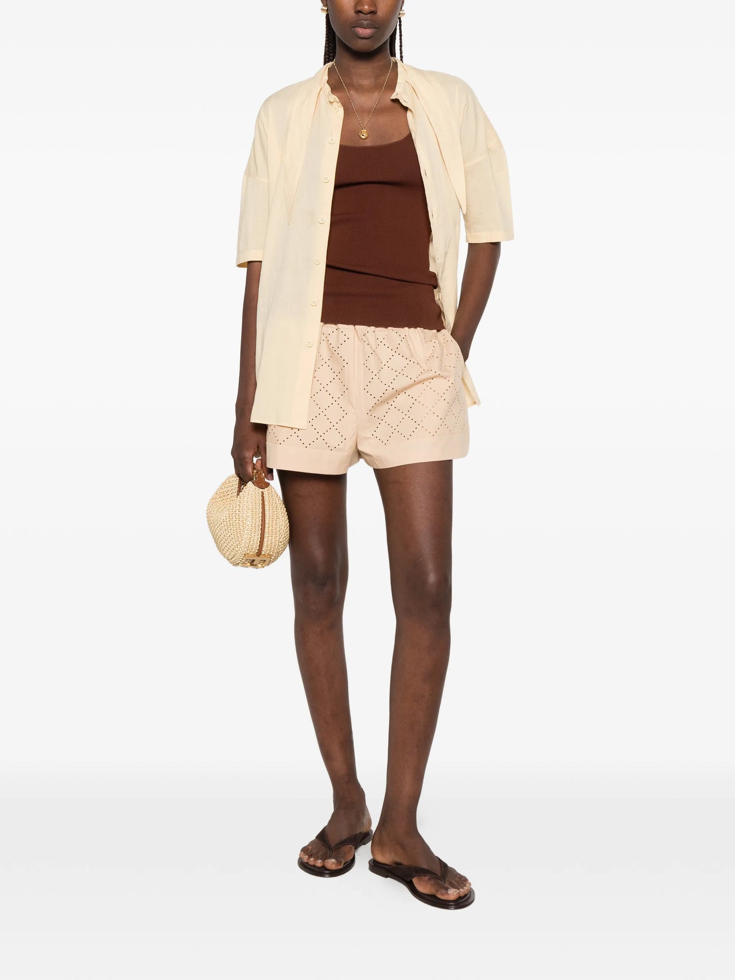 Argyle perforated shorts