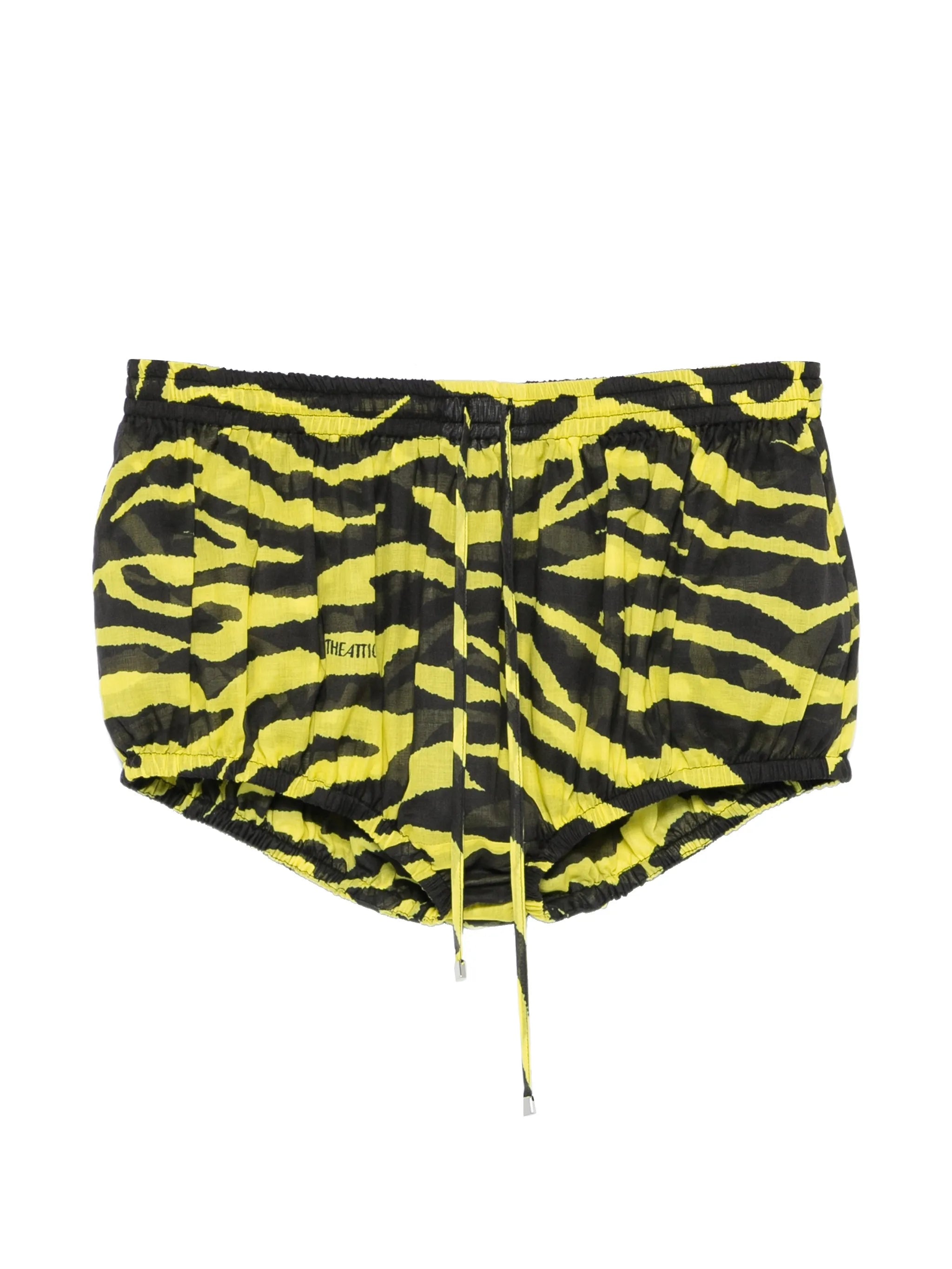 tiger-print drawstring mini shorts