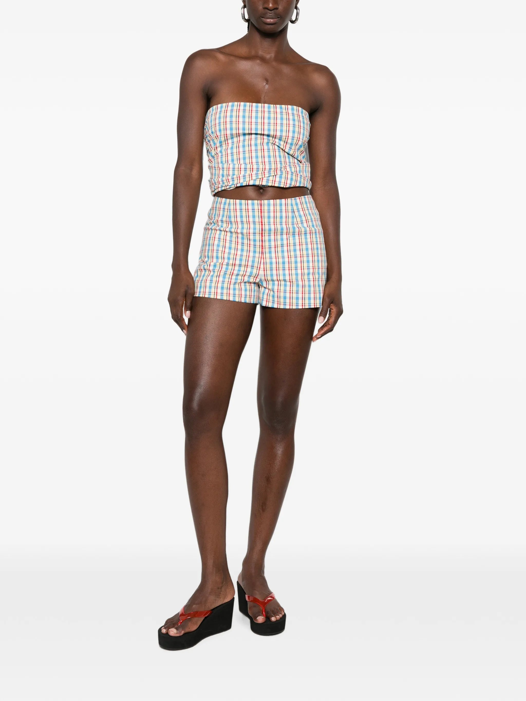 Aurora check-pattern shorts