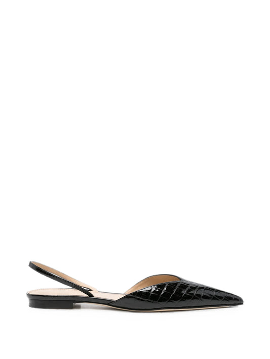 Victoria Angle croc-effect slingback pumps