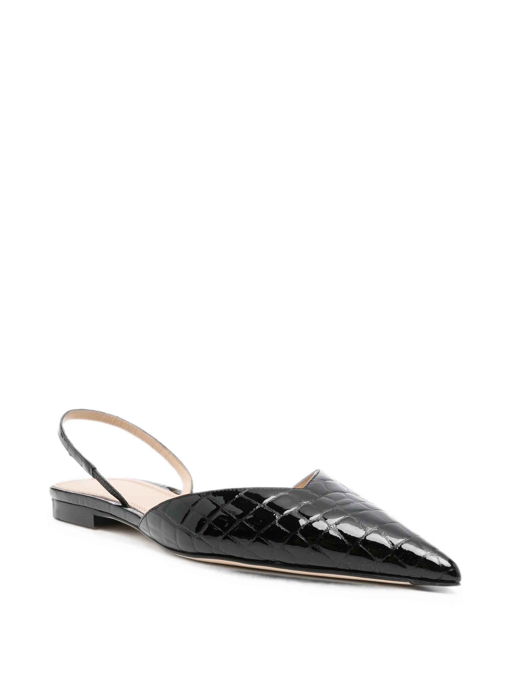 Victoria Angle croc-effect slingback pumps