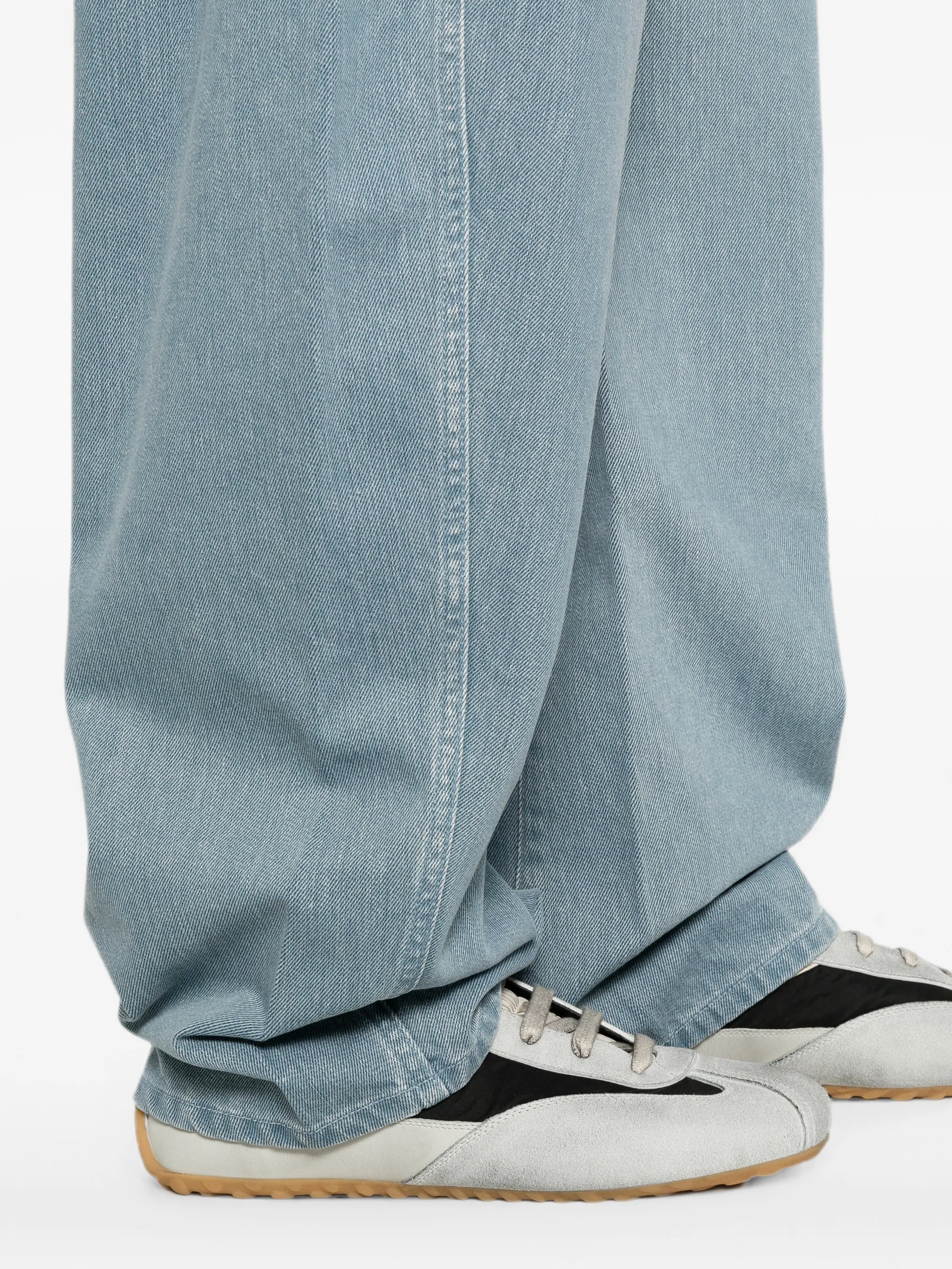 Couture Seam light blue jeans with striped reverse