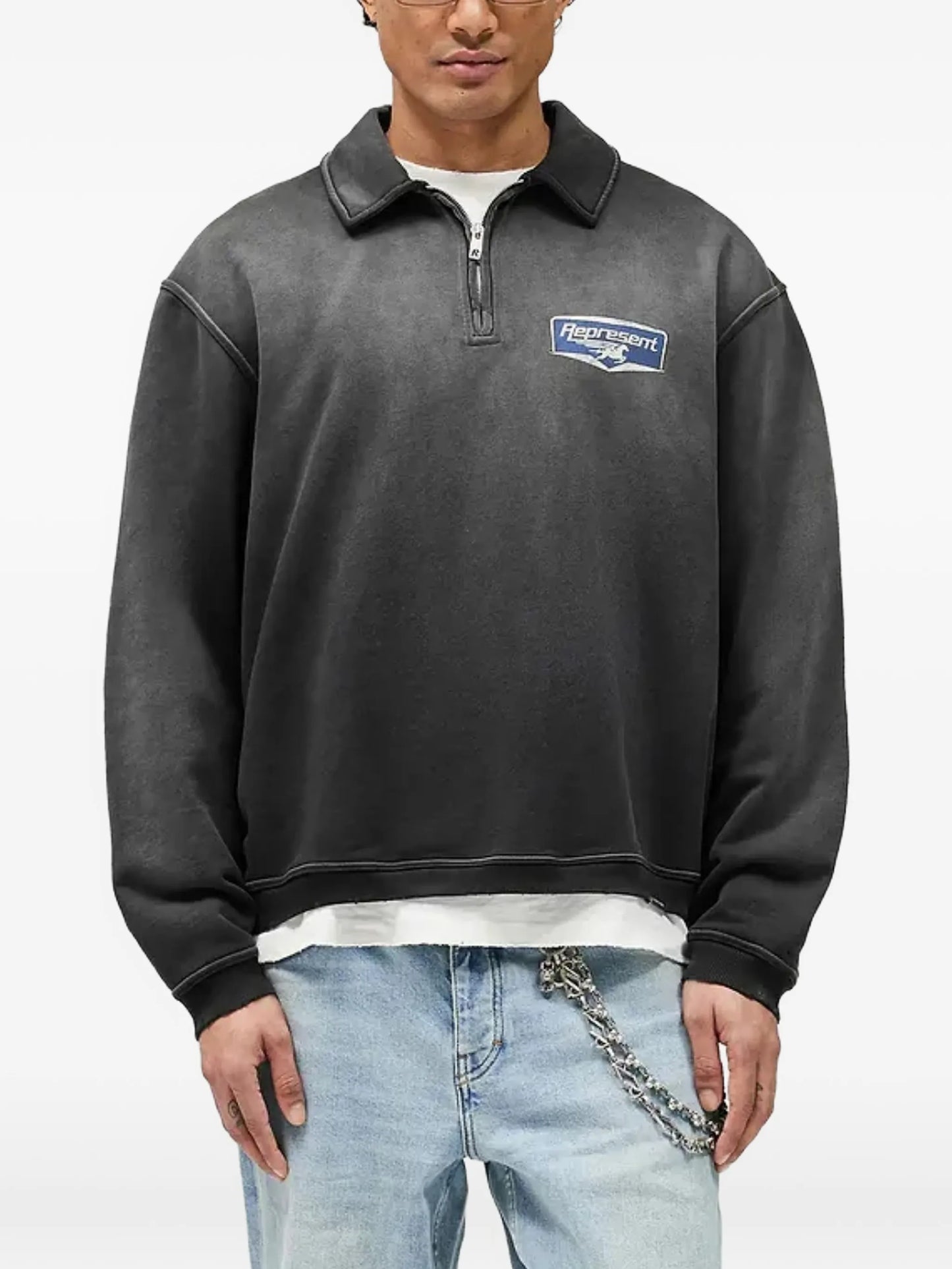 zip graphic sweatshirt