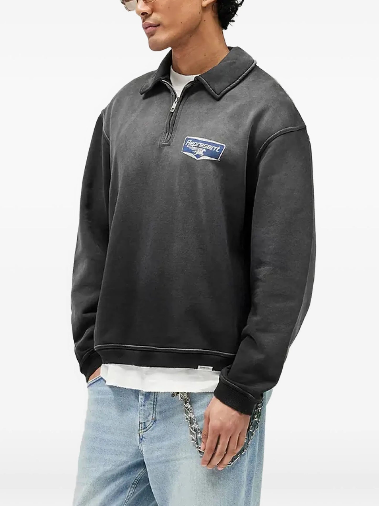 zip graphic sweatshirt