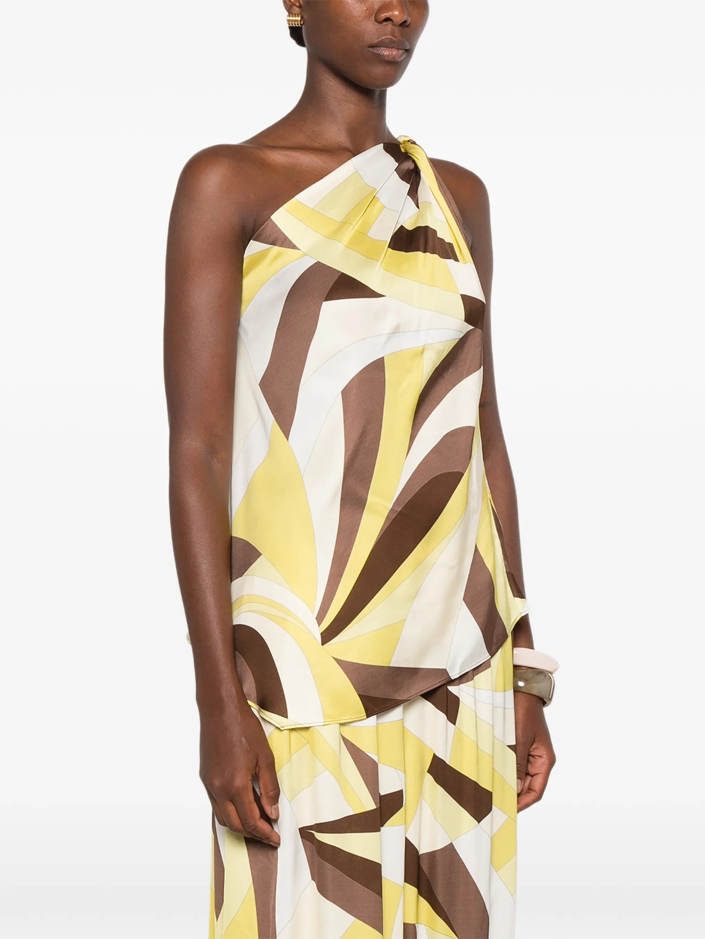Kortez geometric-print one-shoulder top
