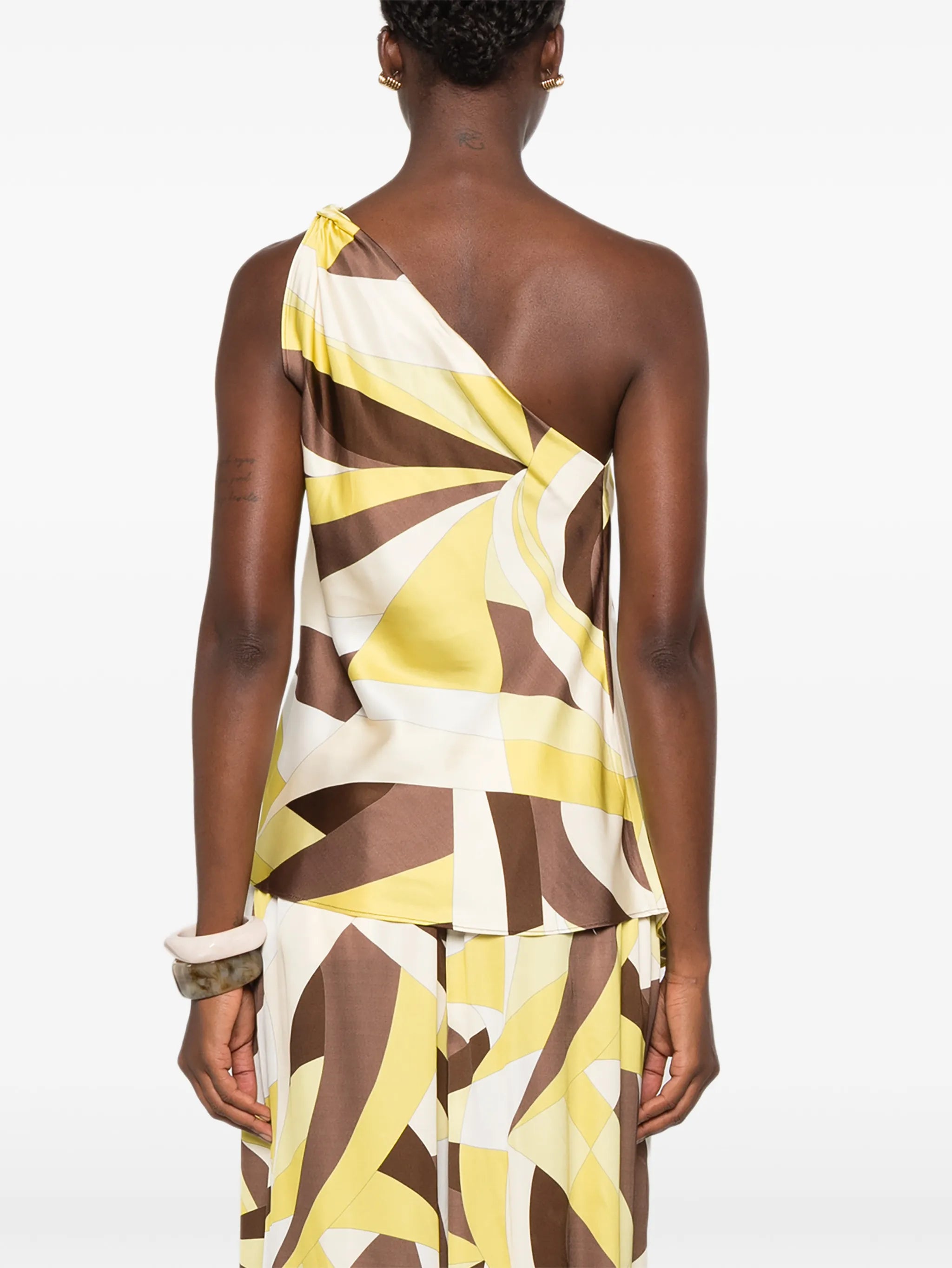 Kortez geometric-print one-shoulder top
