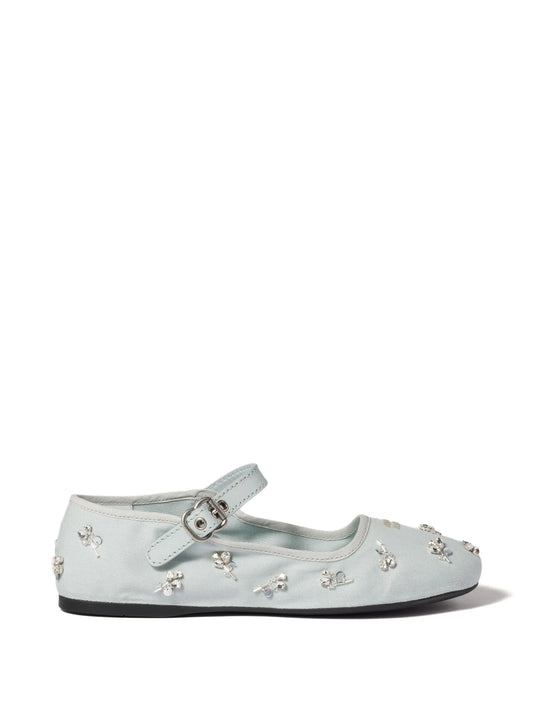 embroidered drill ballerinas