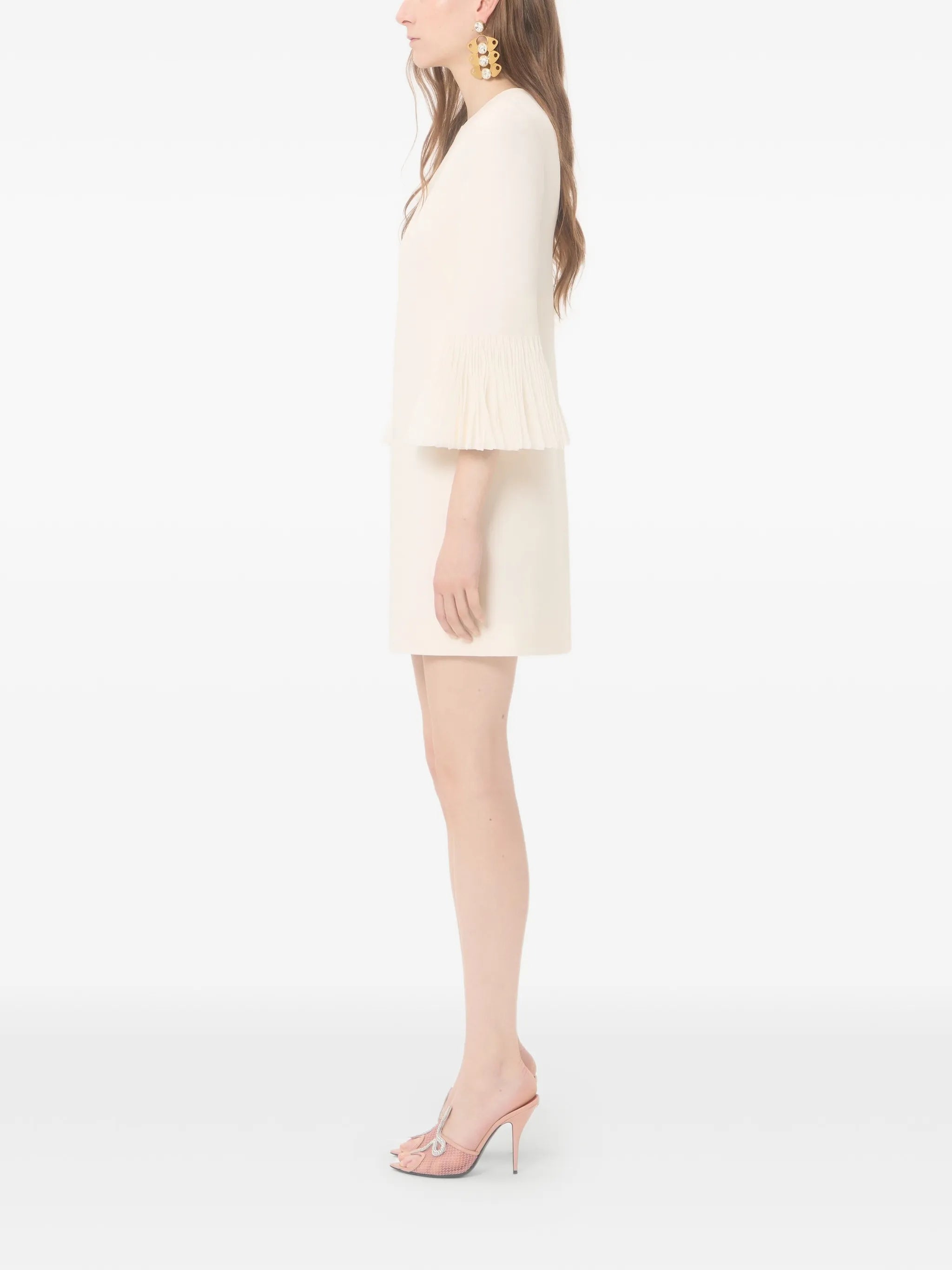 embroidered crepe couture short dress