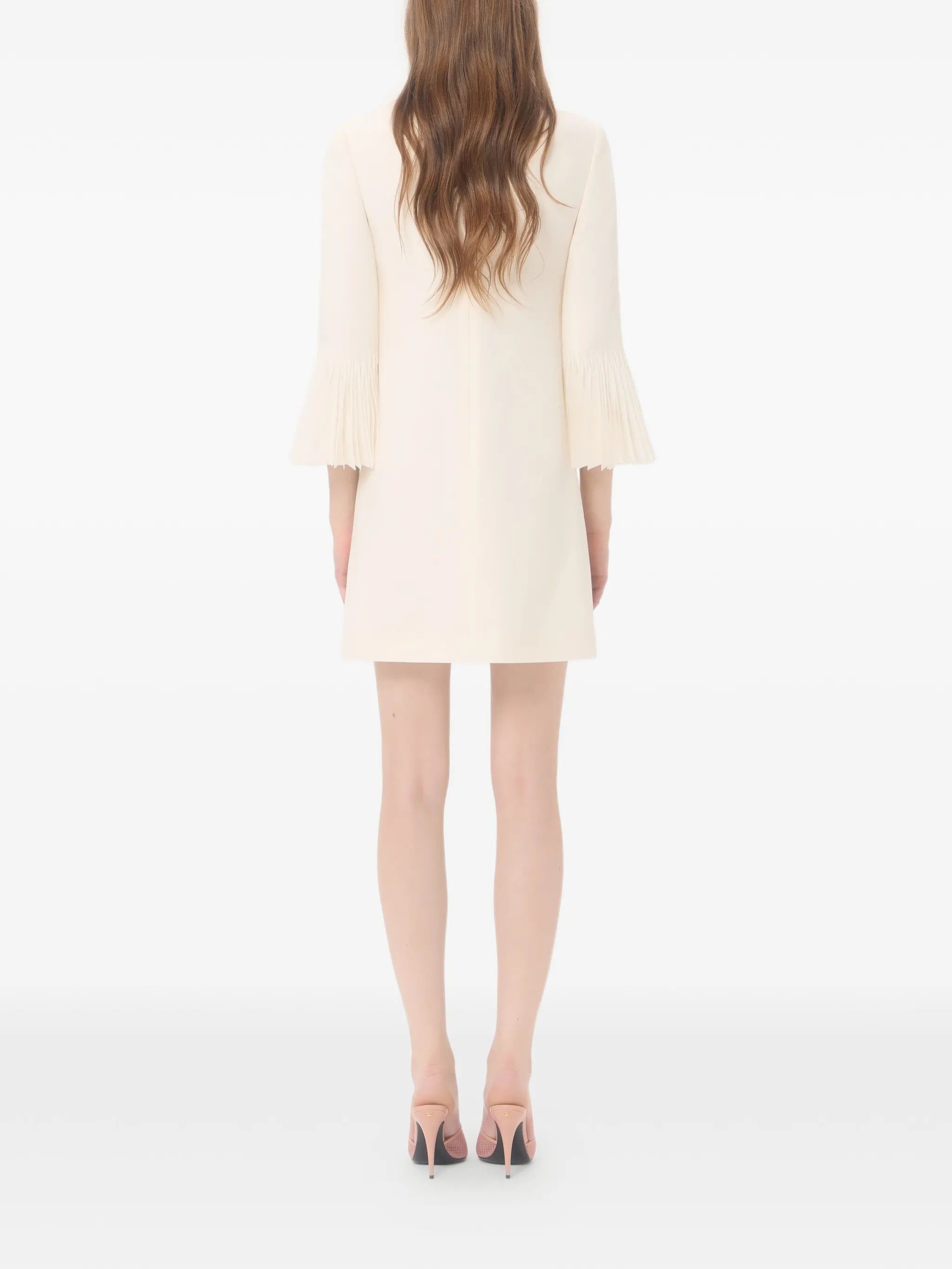 embroidered crepe couture short dress