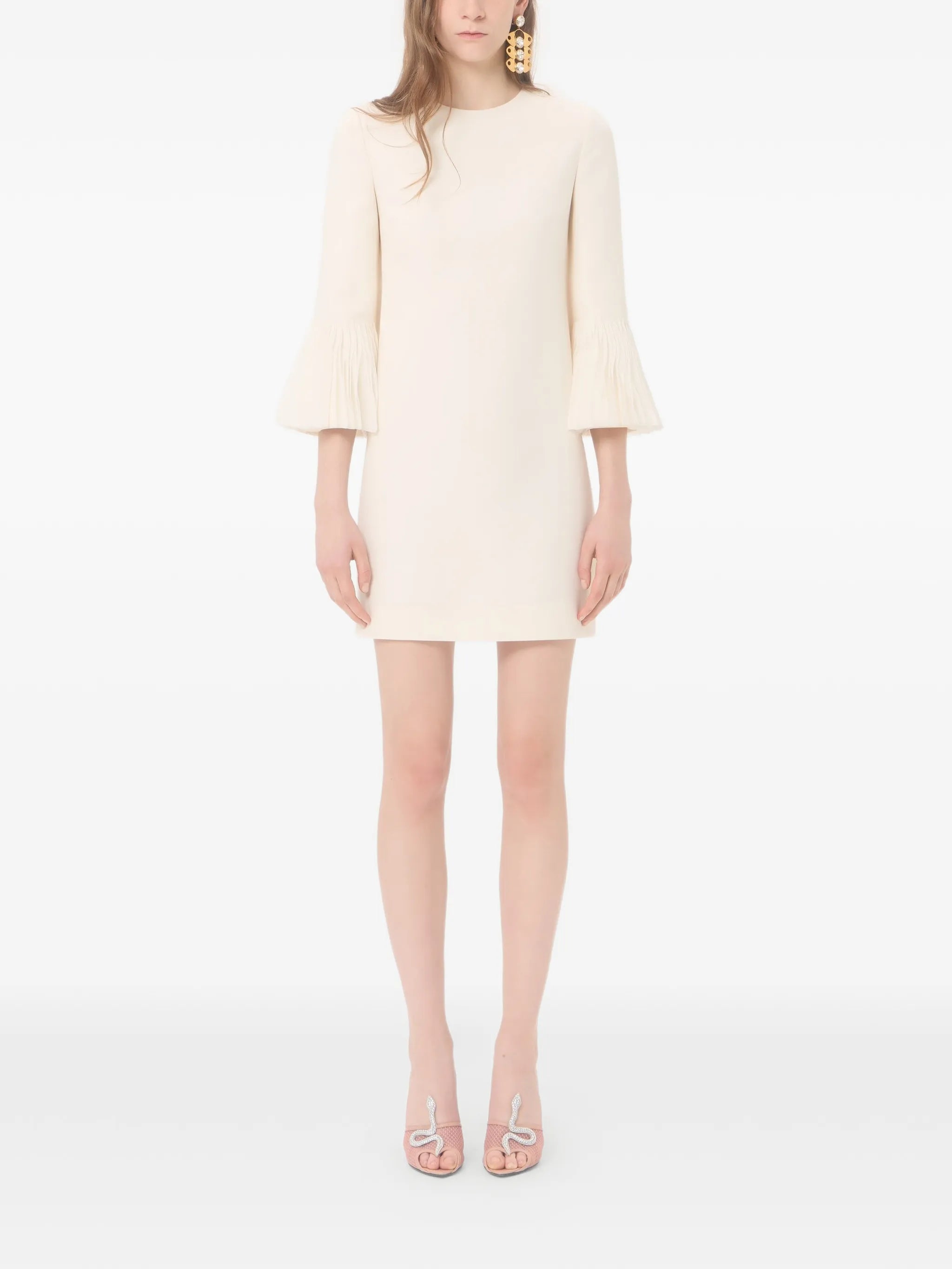 embroidered crepe couture short dress
