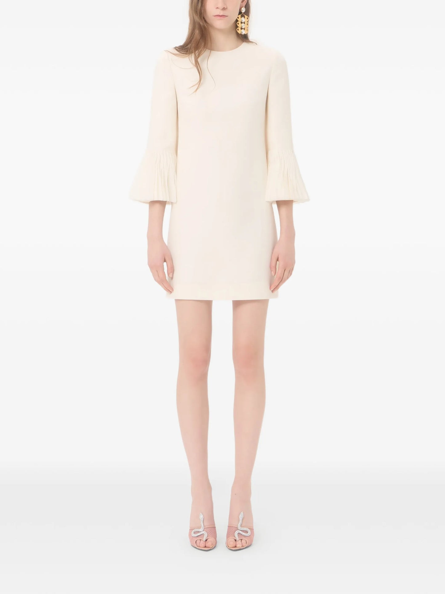 embroidered crepe couture short dress